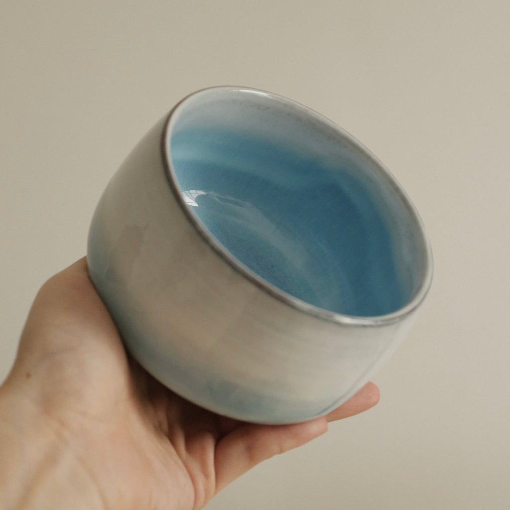 Aika Japan Buruparu Blue Pearl Glaze Chawan Matcha Bowl Hasami ware