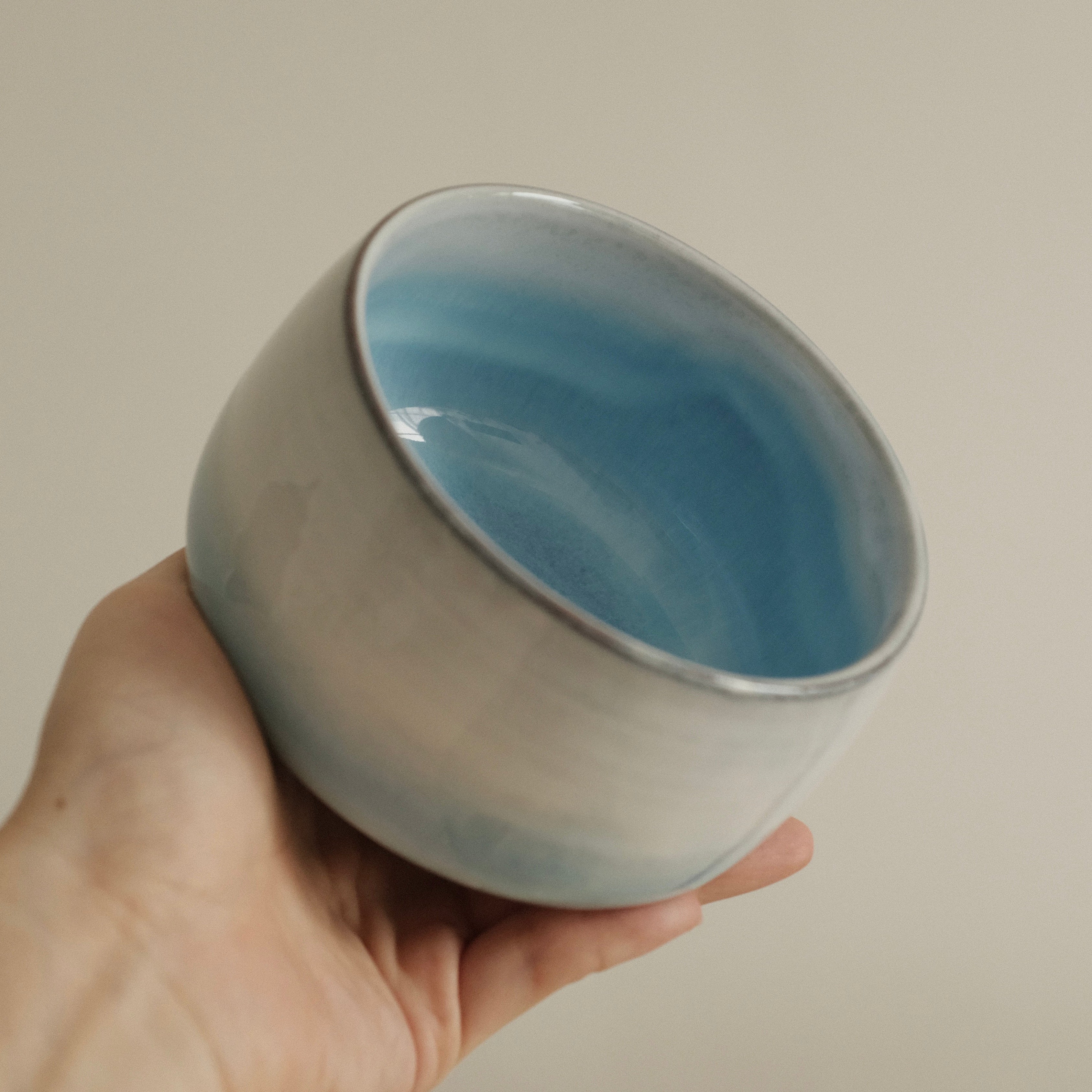 Aika Japan Buruparu Blue Pearl Glaze Chawan Matcha Bowl Hasami ware