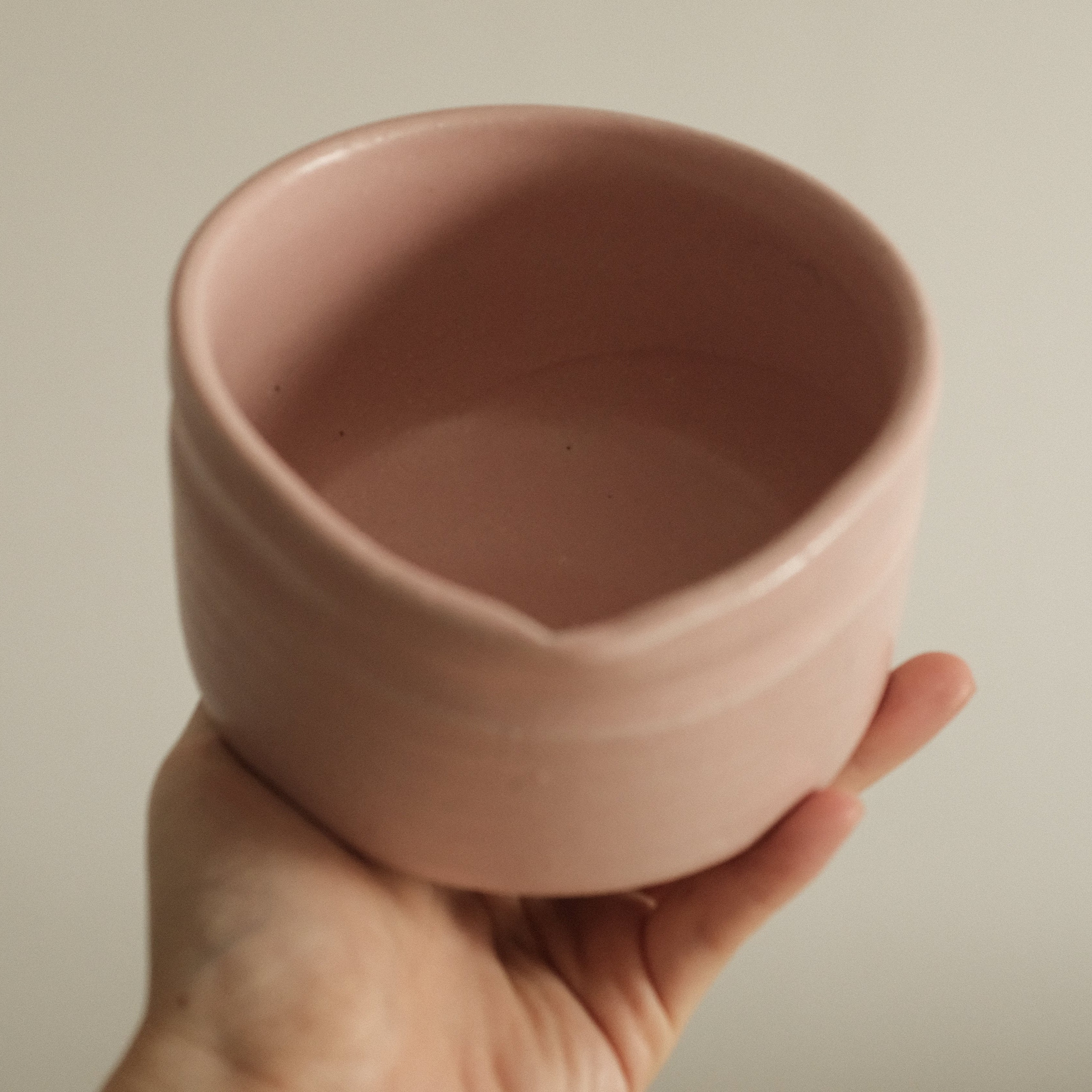 Hatsuichi Japan Momo Neri Pink Katakuchi Chawan Matcha Bowl Large Minoware