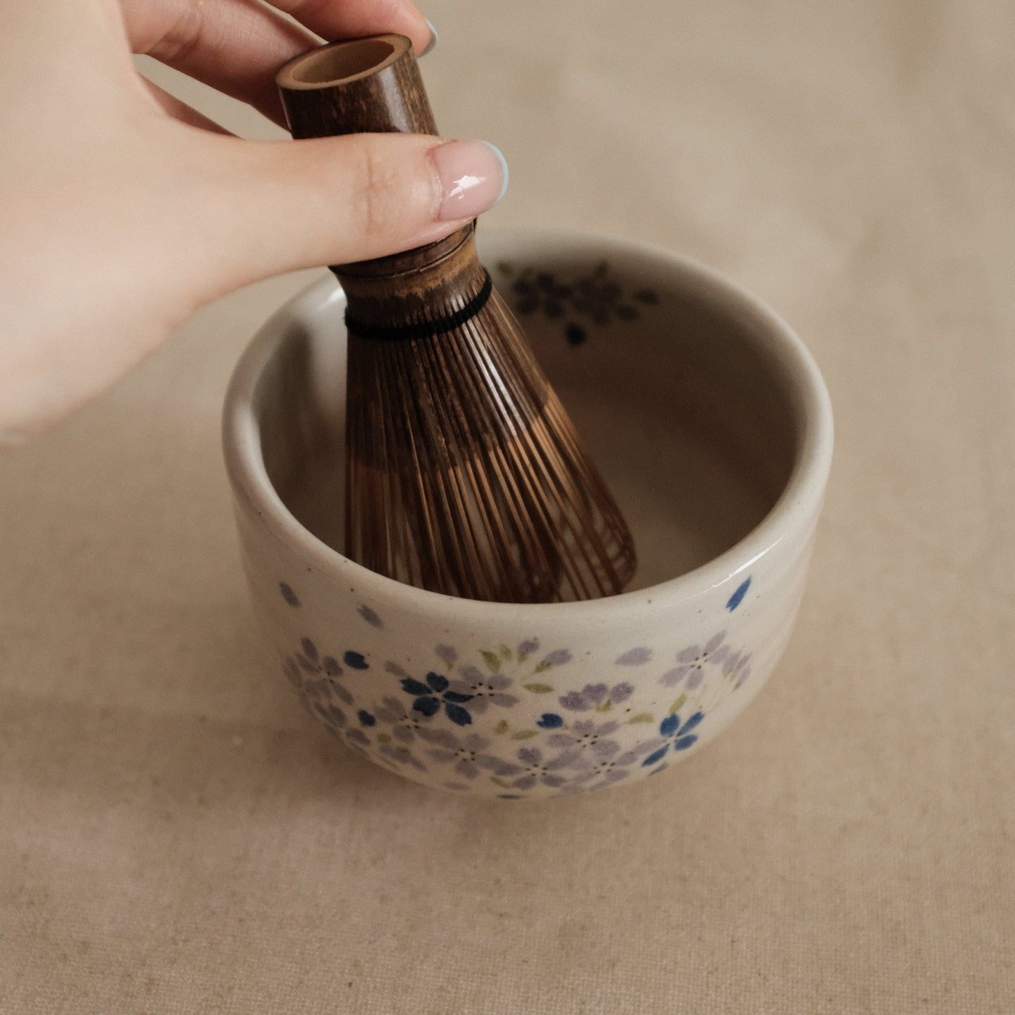 Hatsuichi Japan Cherry Blossom Blue Nodate Chawan Matcha Bowl Tea Bowl Japan Minoware