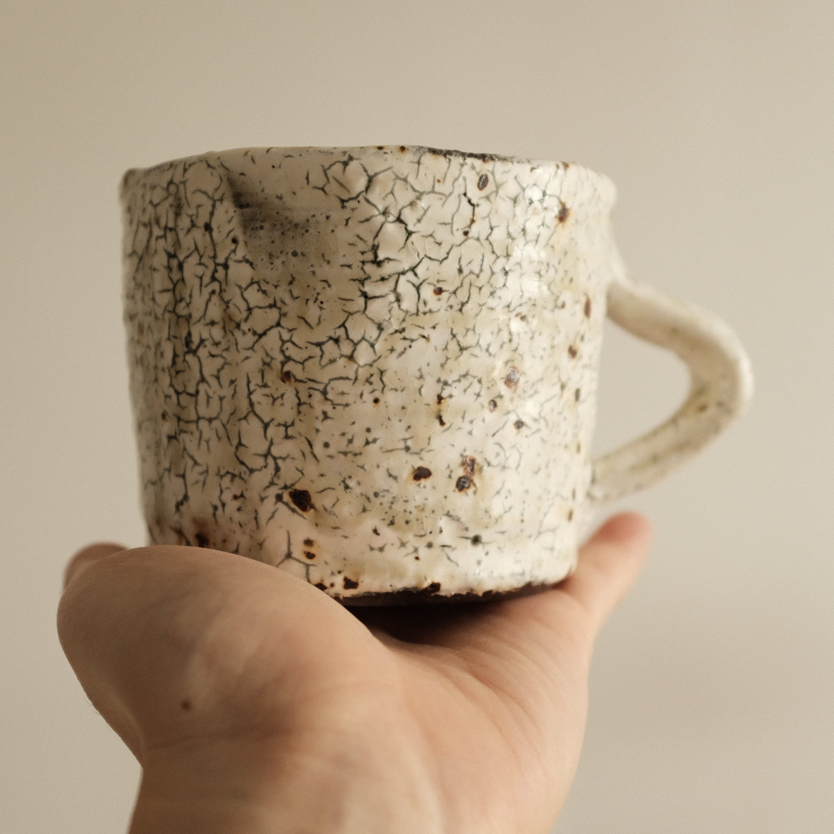 Kazuhito Yamamoto White Vidro Powdered Glaze Antique Mug