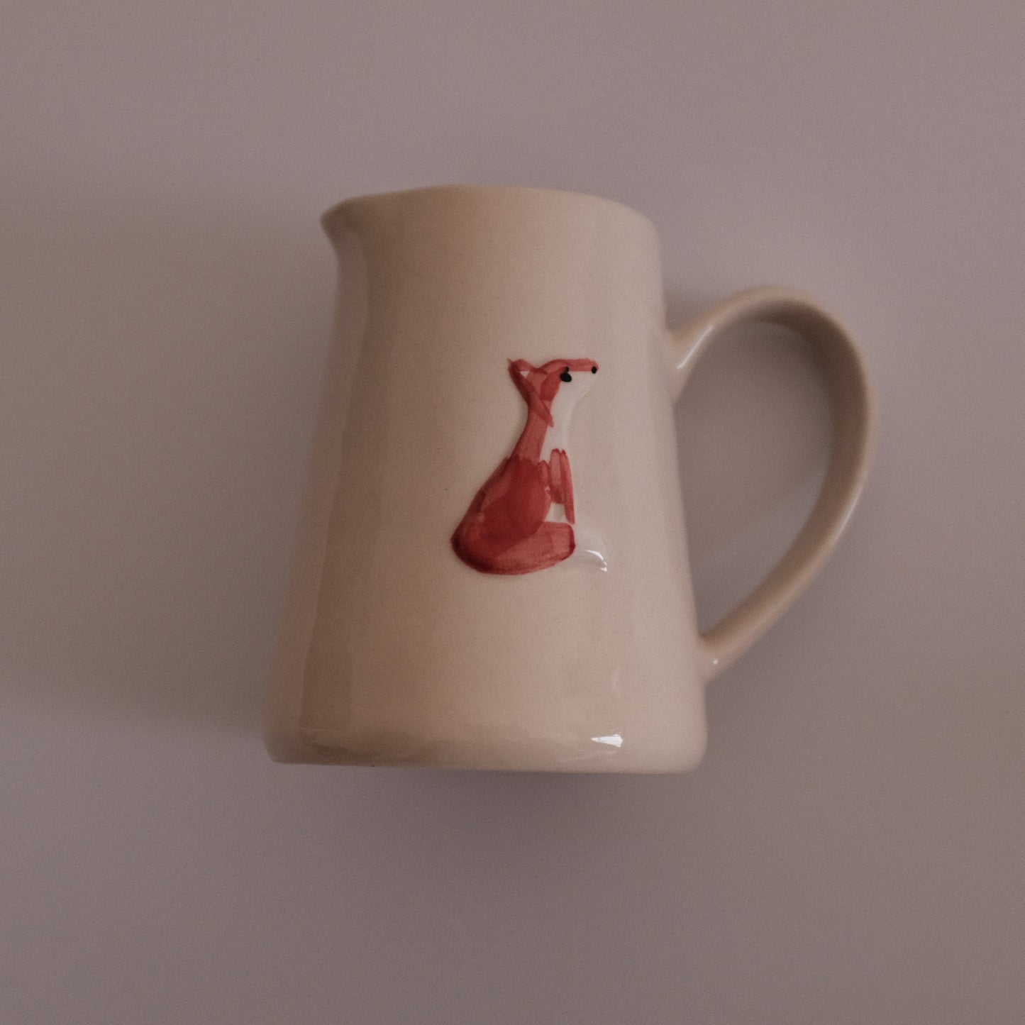 IN THE WOODS Rustic Charm Handpainted Red Fox Relief Ceramic Pitcher Jug