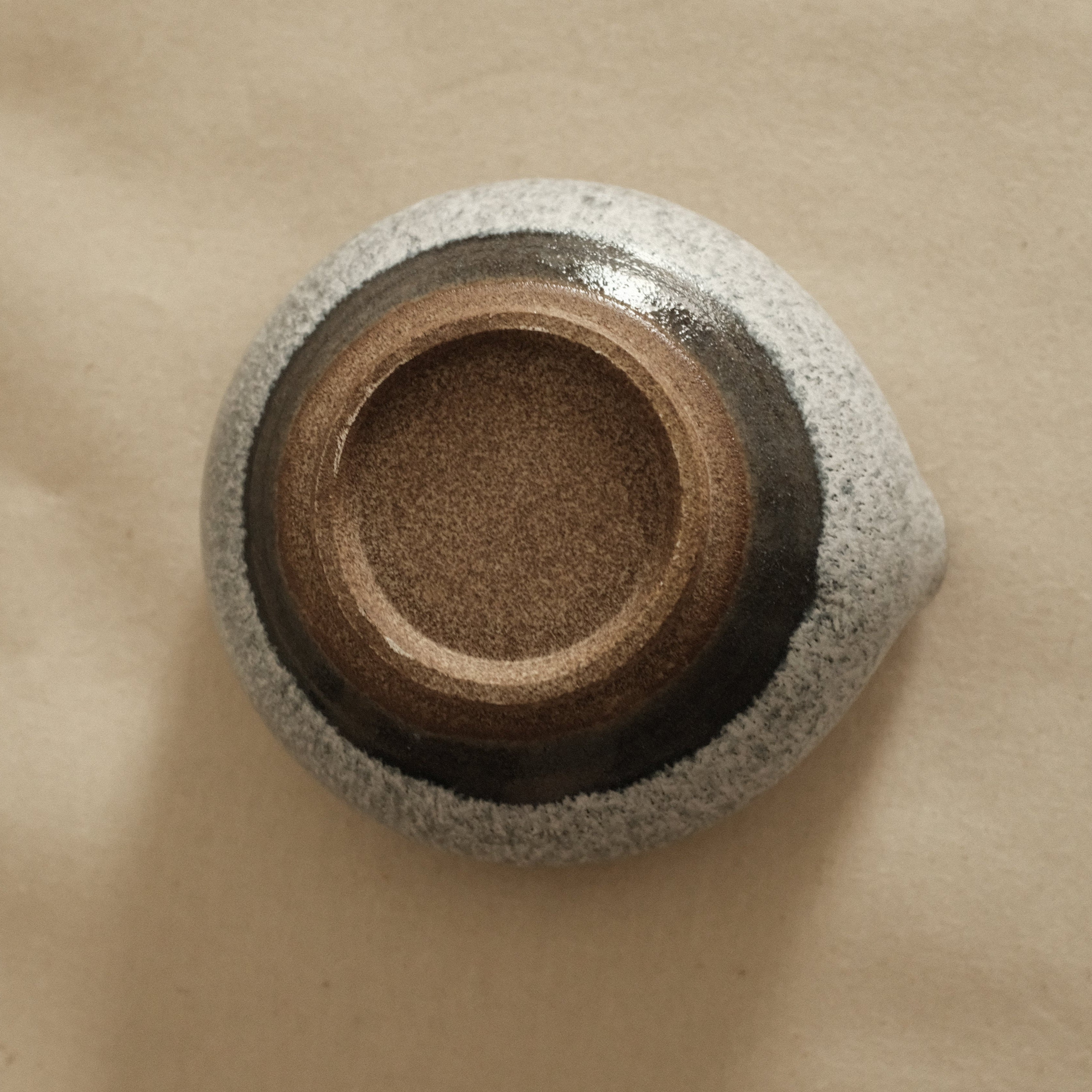 Masamura Japan Yama No Ishi Mountain Stone Katakuchi Chawan Matcha Bowl with Spout Minoware