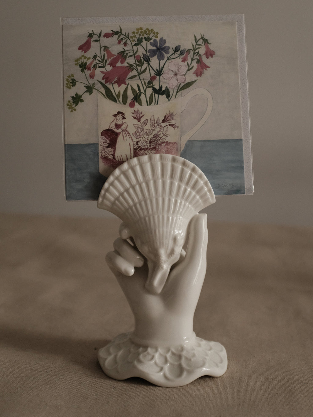 MARELLA French Retro Grasp of Sea Shell Ceramic Flower Vase Card Holder Tissue Holder