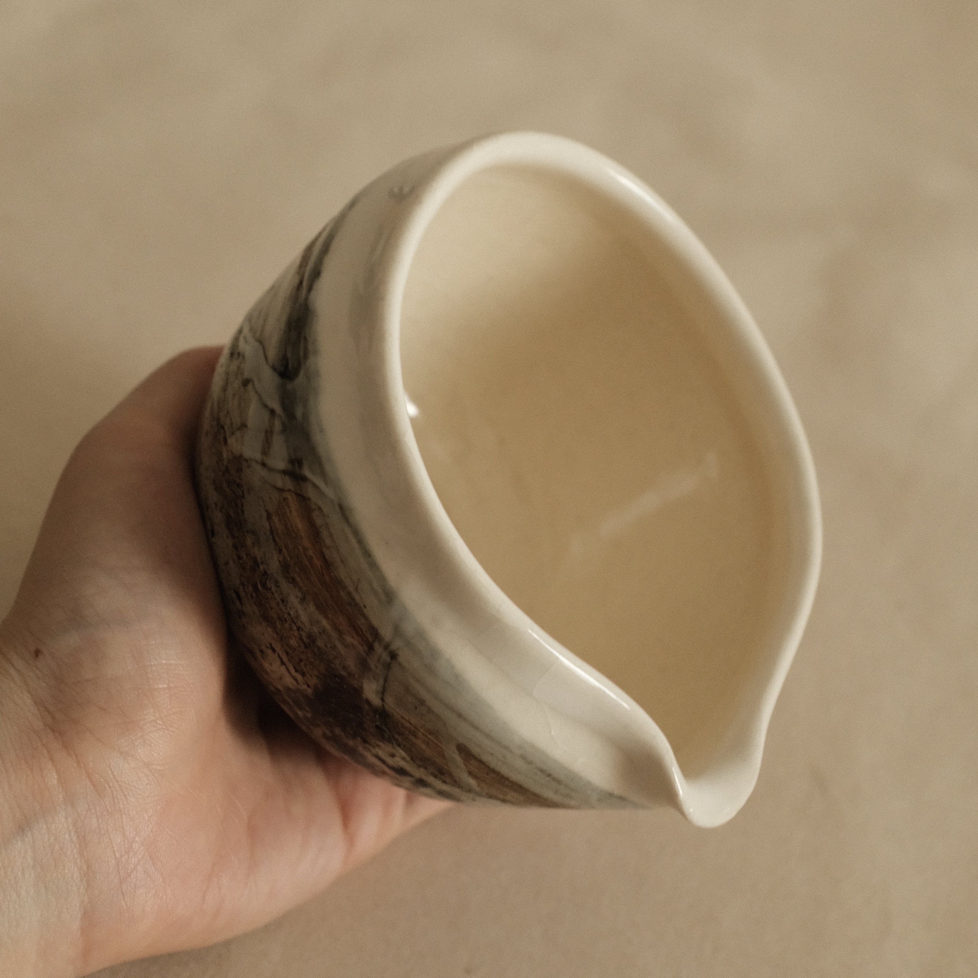 Hatsuichi Japan Shiro White Nagashi Katakuchi Chawan Matcha Bowl Minoware