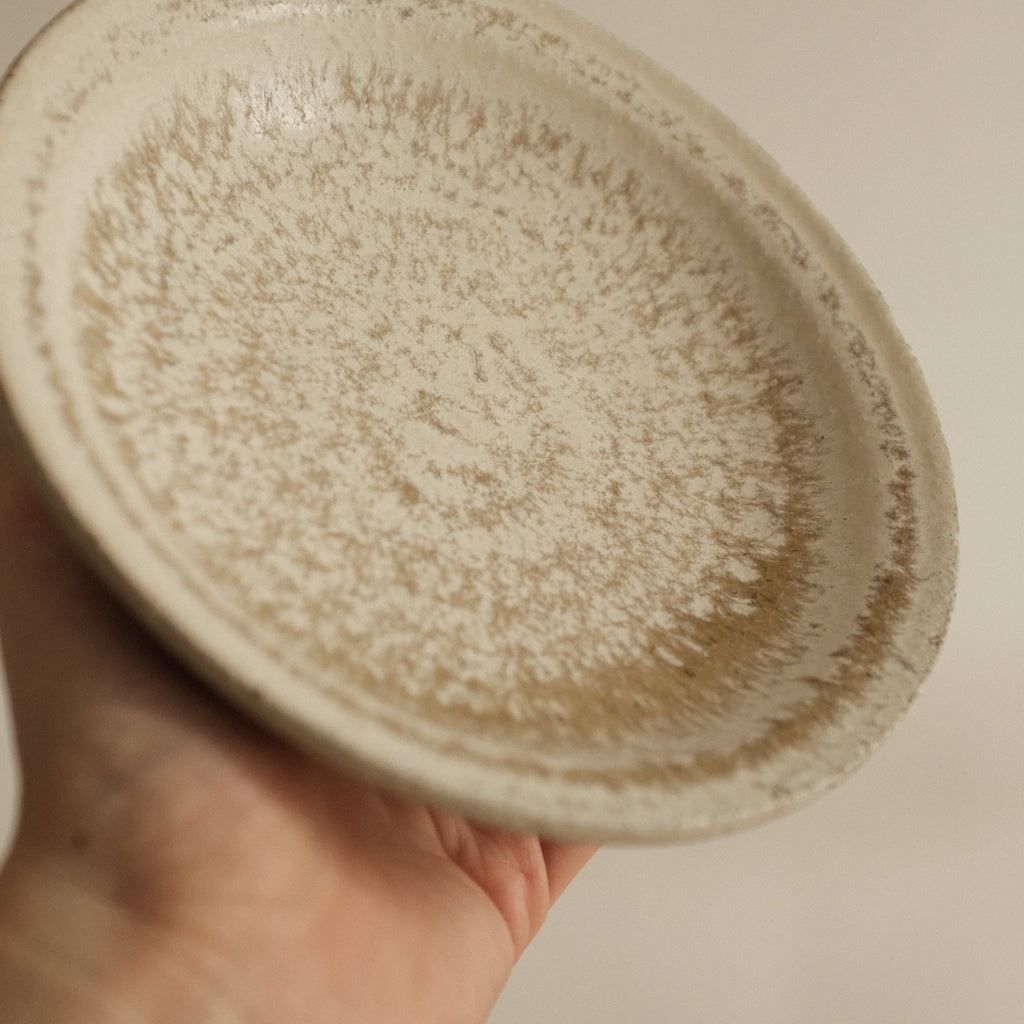 Kyuuko Mashiko Konayuki Powder Snow Glaze Rimmed Plate