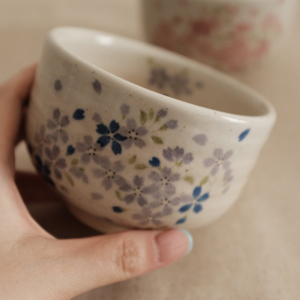 Hatsuichi Japan Cherry Blossom Blue Nodate Chawan Matcha Bowl Tea Bowl Japan Minoware