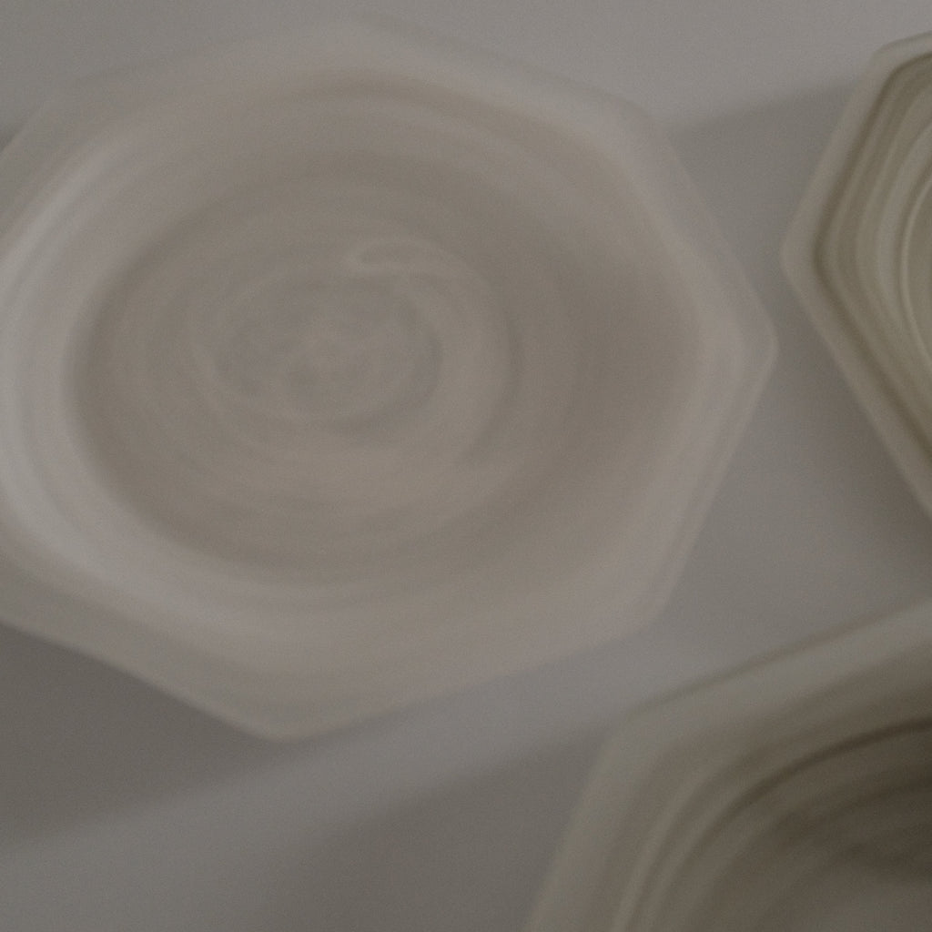 ESME Handmade Hexagon Frosted Glass Cosmic Plate White