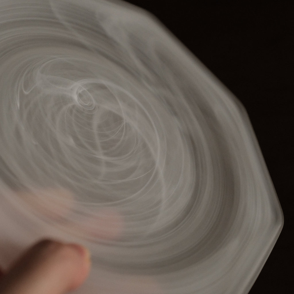 ESME Handmade Hexagon Frosted Glass Cosmic Plate White