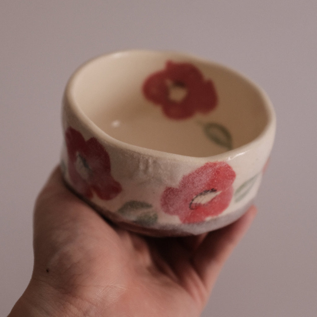 Hatsuichi Japan Camelia Blossom Mini Chawan Matcha Bowl Tea Bowl Minoware