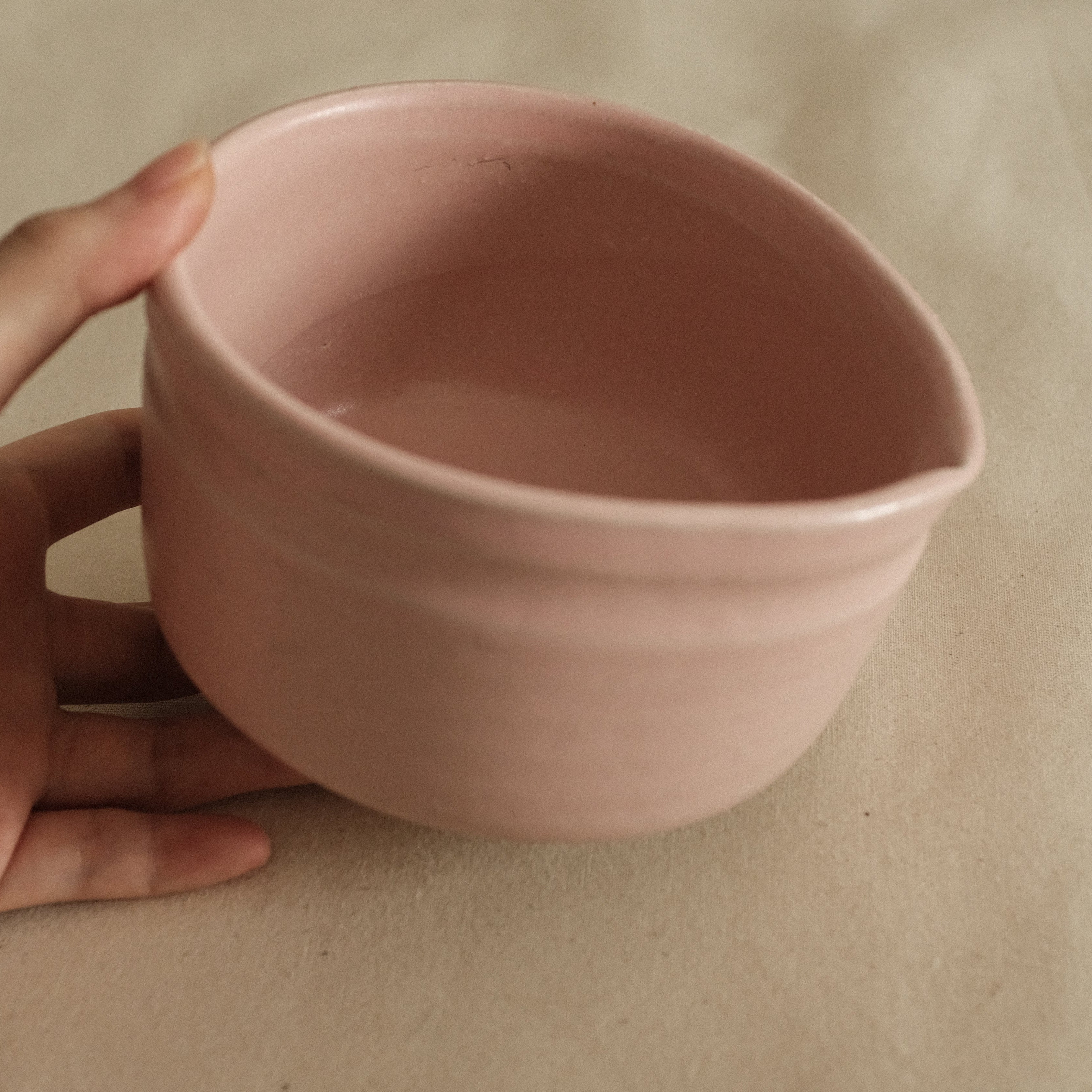 Hatsuichi Japan Momo Neri Pink Katakuchi Chawan Matcha Bowl Large Minoware