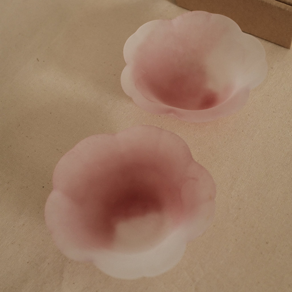 Aika Japan X Iwasawa Glass Honoka Handmade Small Edo Glass Bowl White Pink Cherry Blossom