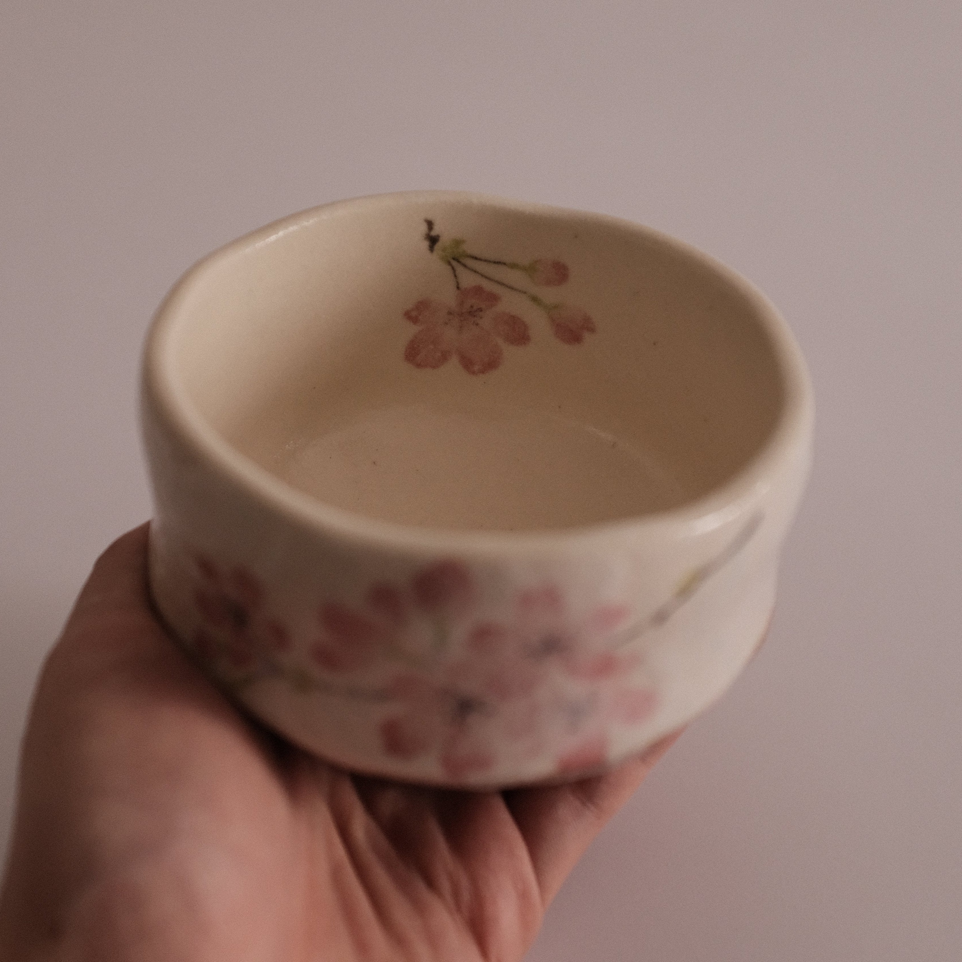 Hatsuichi Japan Pink Cherry Blossom Mini Chawan Matcha Bowl Tea Bowl Minoware