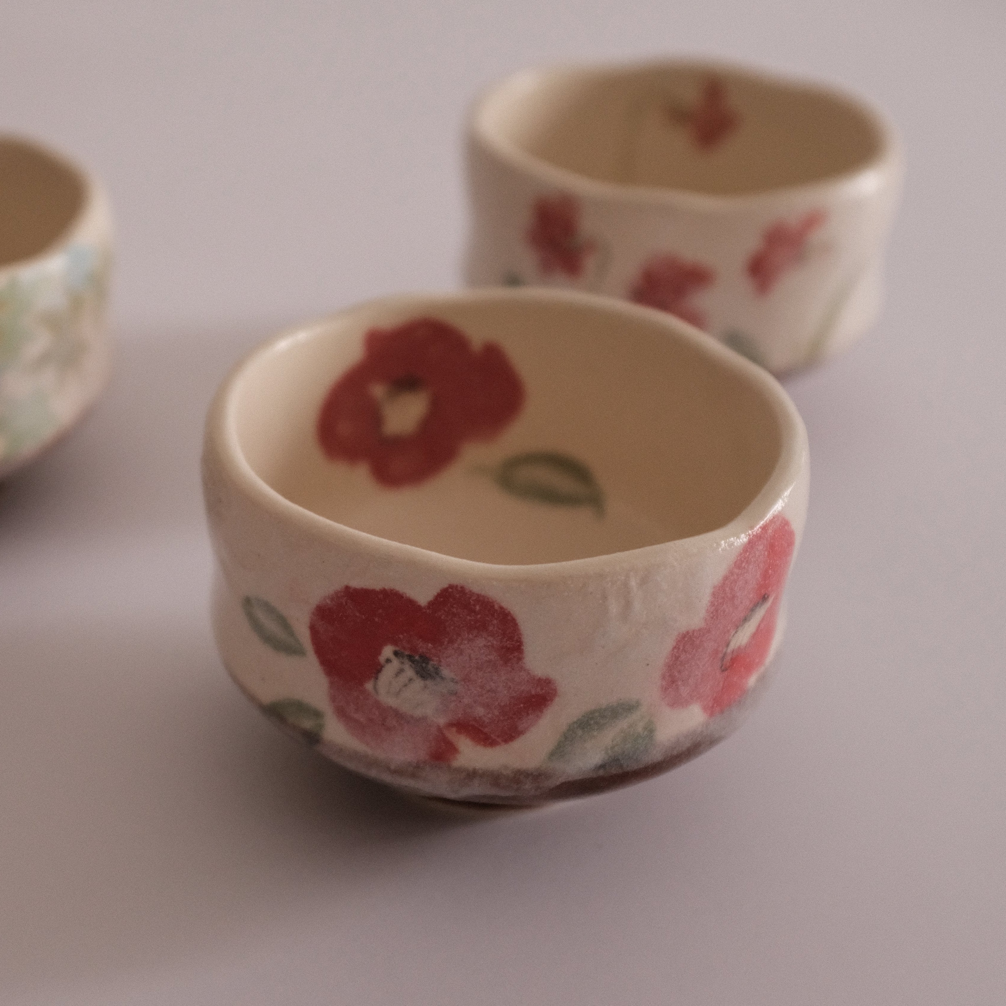 Hatsuichi Japan Camelia Blossom Mini Chawan Matcha Bowl Tea Bowl Minoware