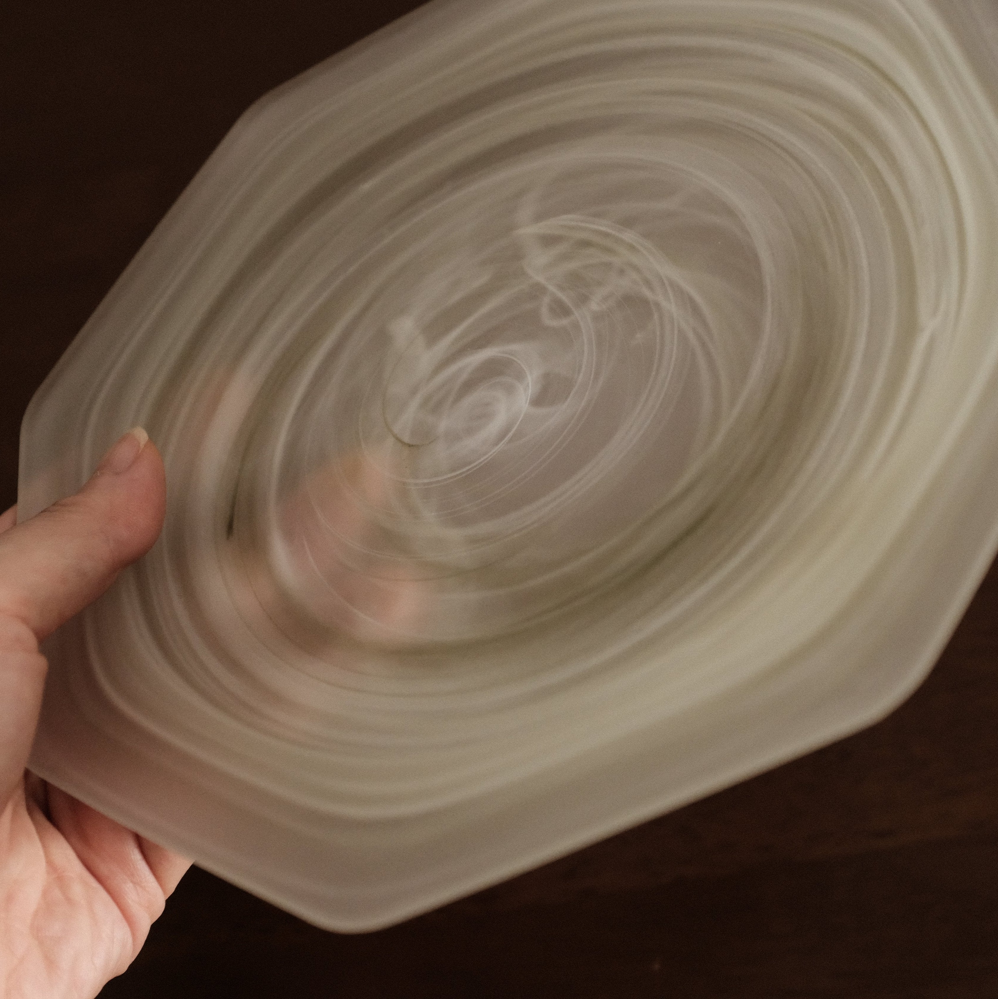 ESME Handmade Hexagon Frosted Glass Cosmic Plate Moss Green