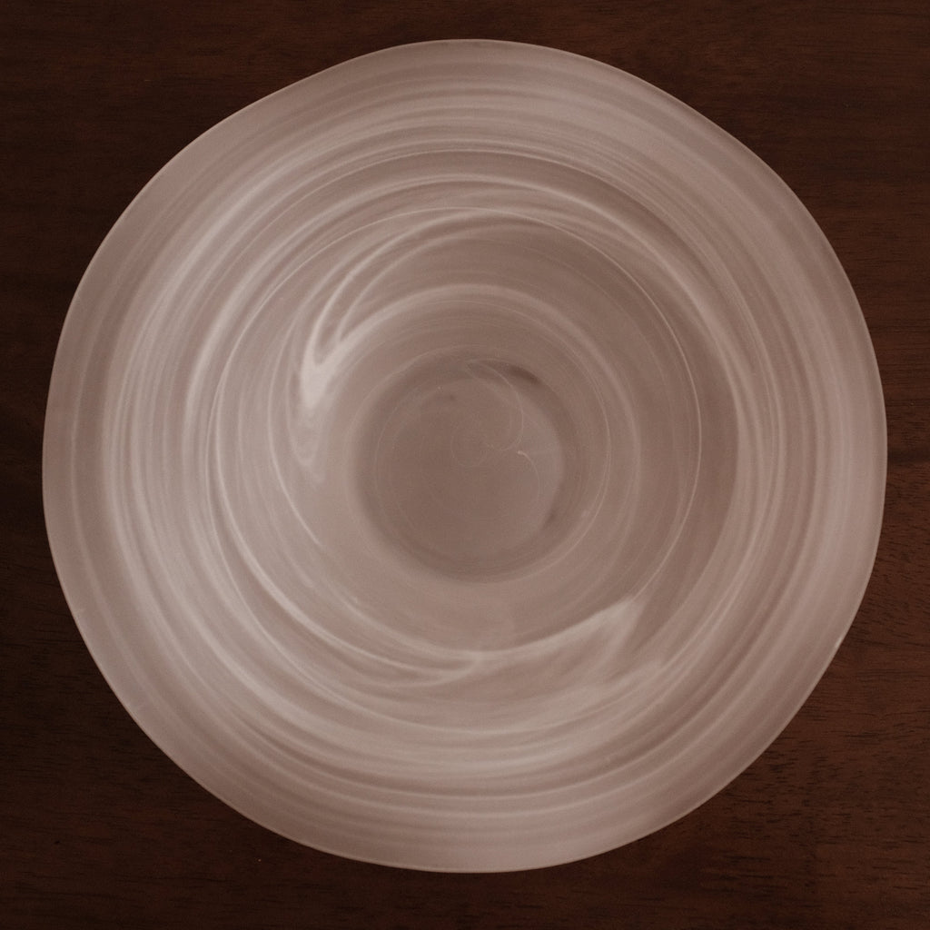 ESME Handmade Wavy Round Frosted Glass Cosmic Deep Plate White