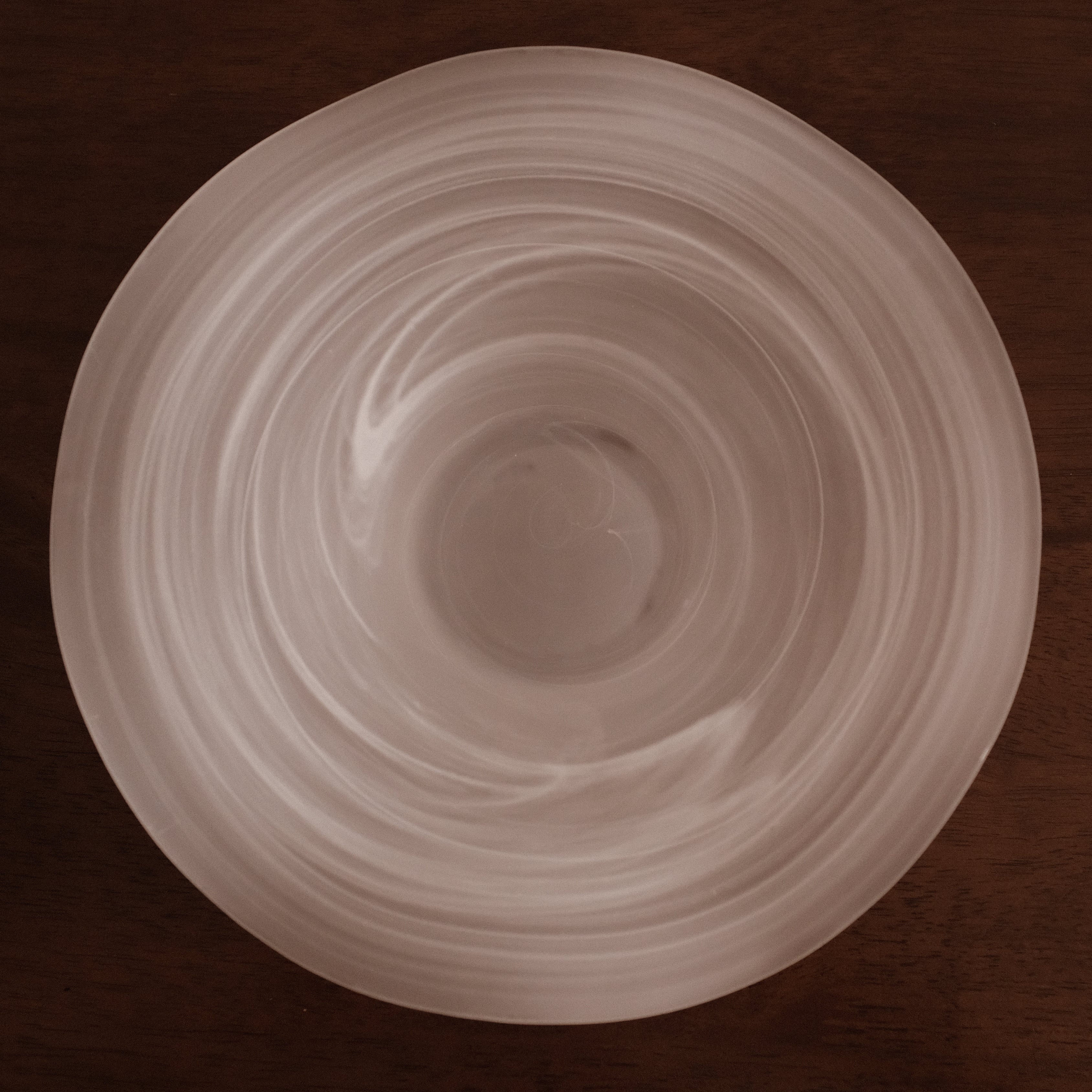 ESME Handmade Wavy Round Frosted Glass Cosmic Deep Plate White