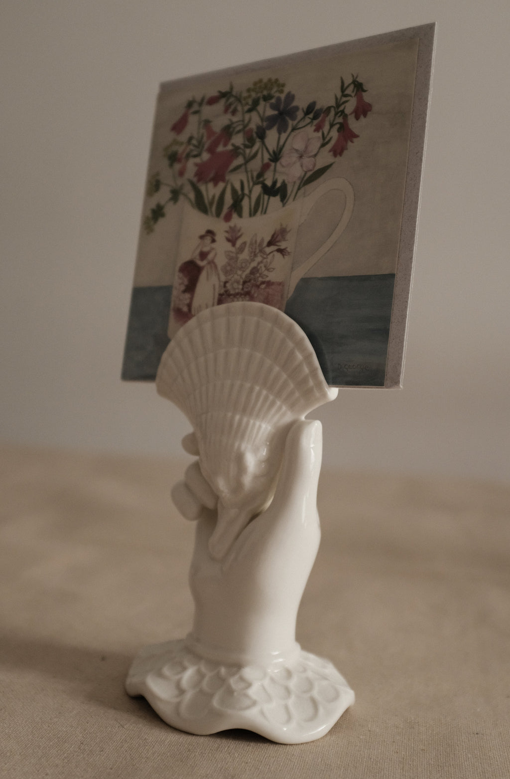 MARELLA French Retro Grasp of Sea Shell Ceramic Flower Vase Card Holder Tissue Holder