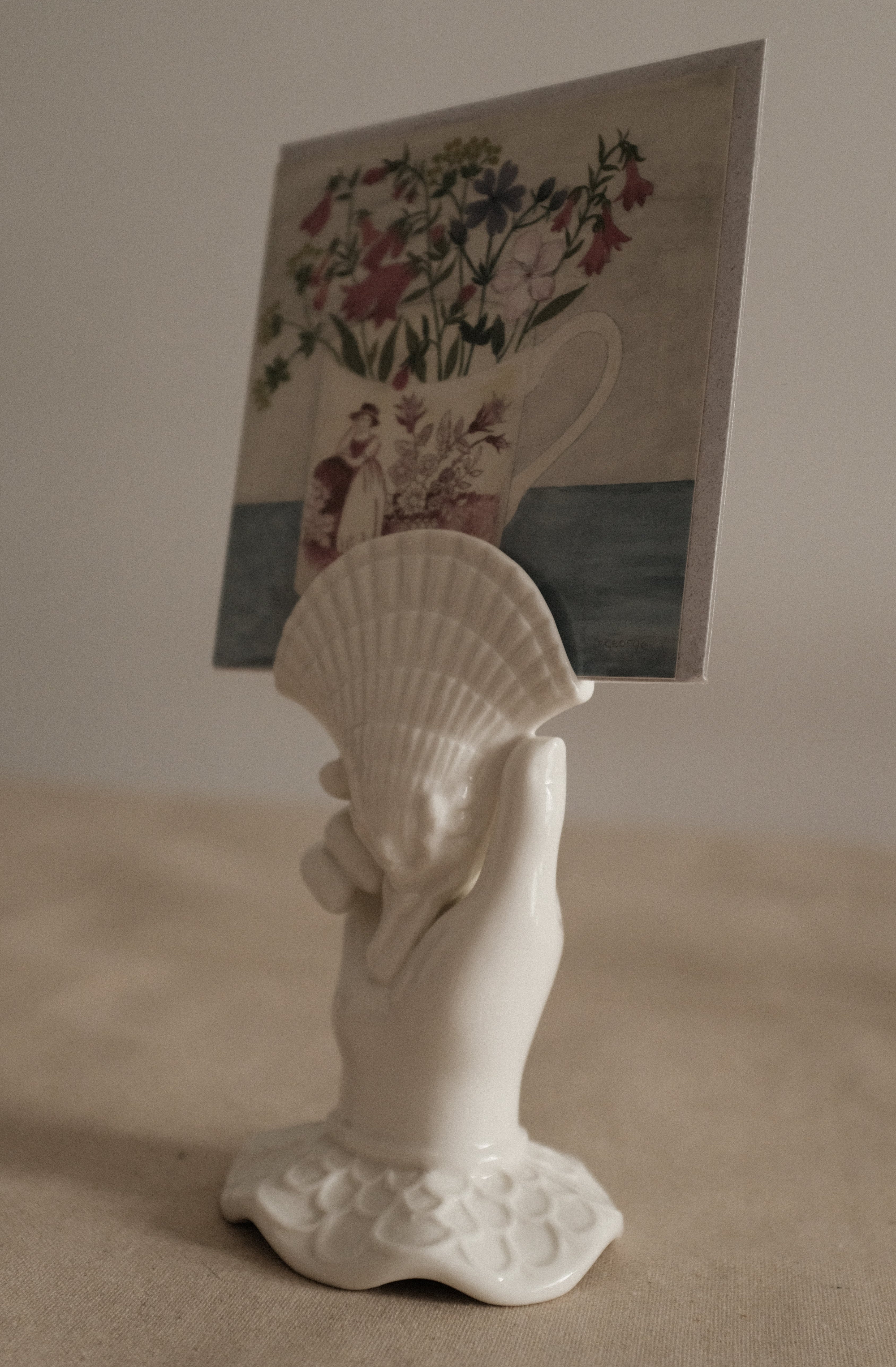 MARELLA French Retro Grasp of Sea Shell Ceramic Flower Vase Card Holder Tissue Holder