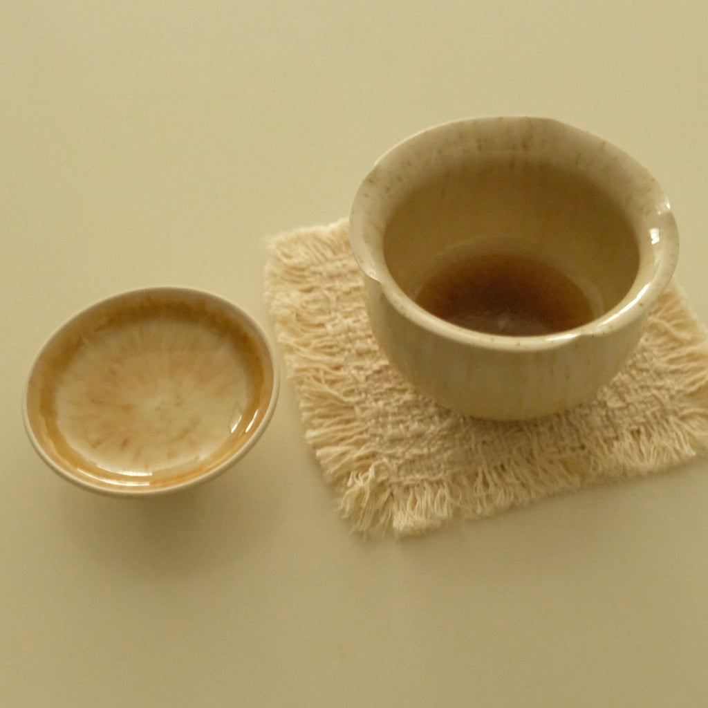 Sooyuan Handmade Yellow Honey Glazed Floral Rim Floral Bud Gaiwan Lidded Bowl