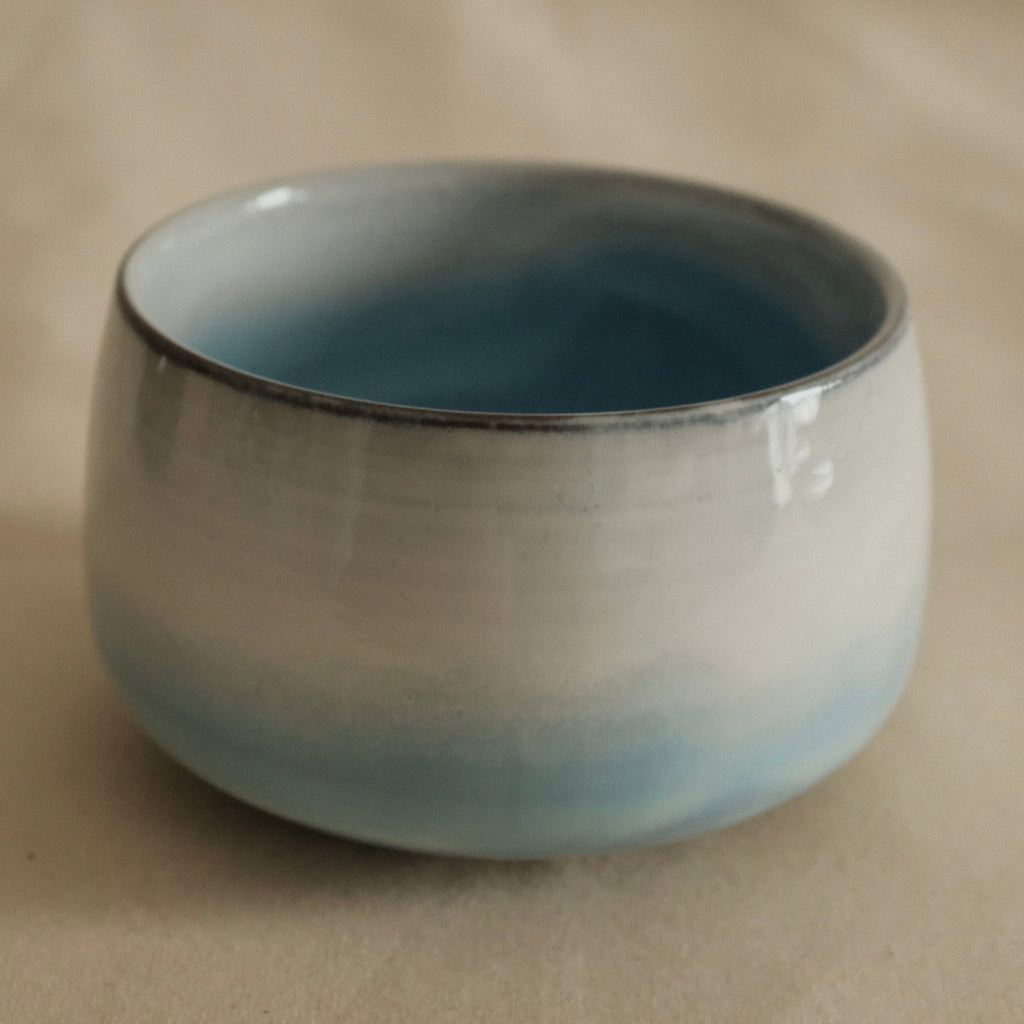 Aika Japan Buruparu Blue Pearl Glaze Chawan Matcha Bowl Hasami ware