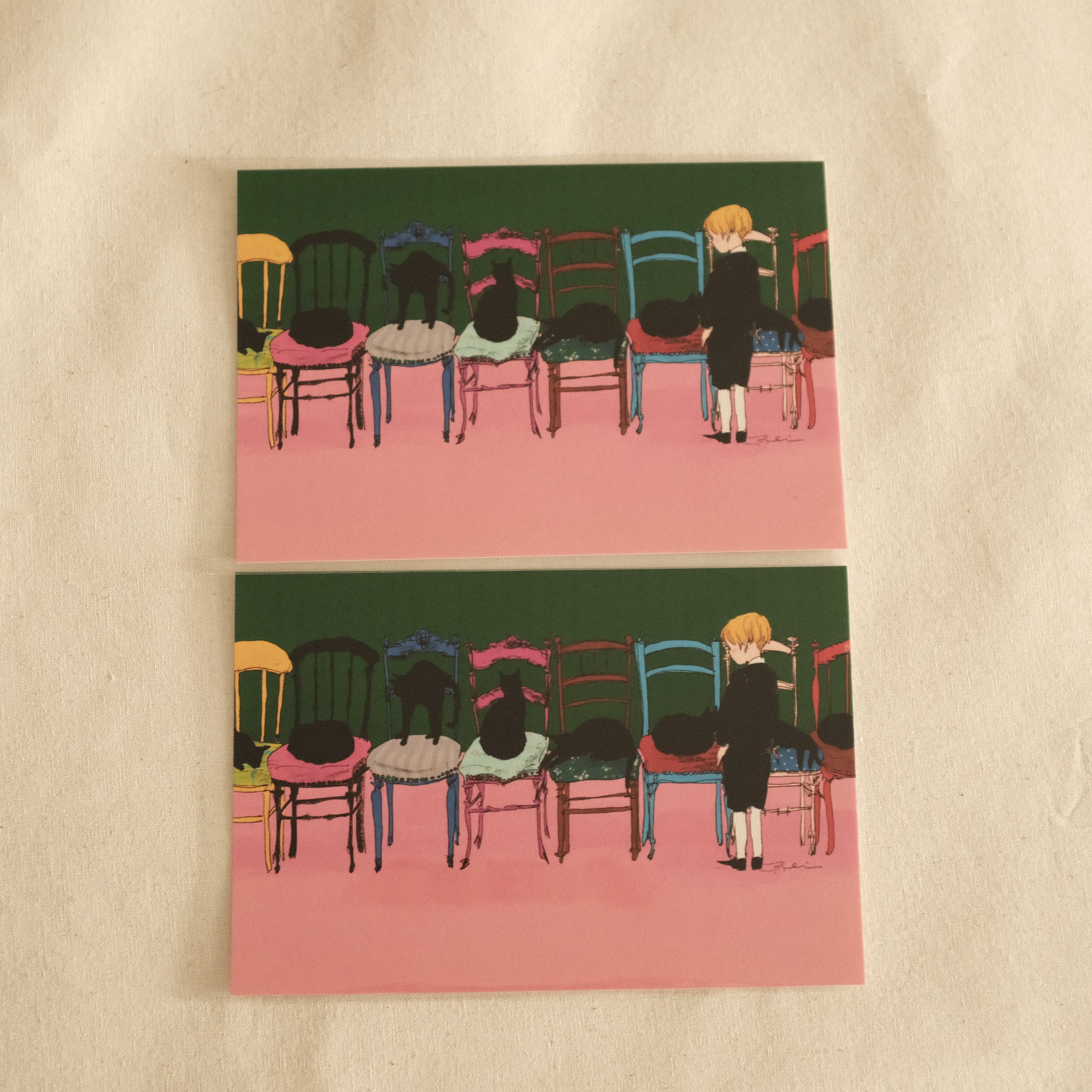 Kurahashi Rei Cat Musical Chairs Postcard