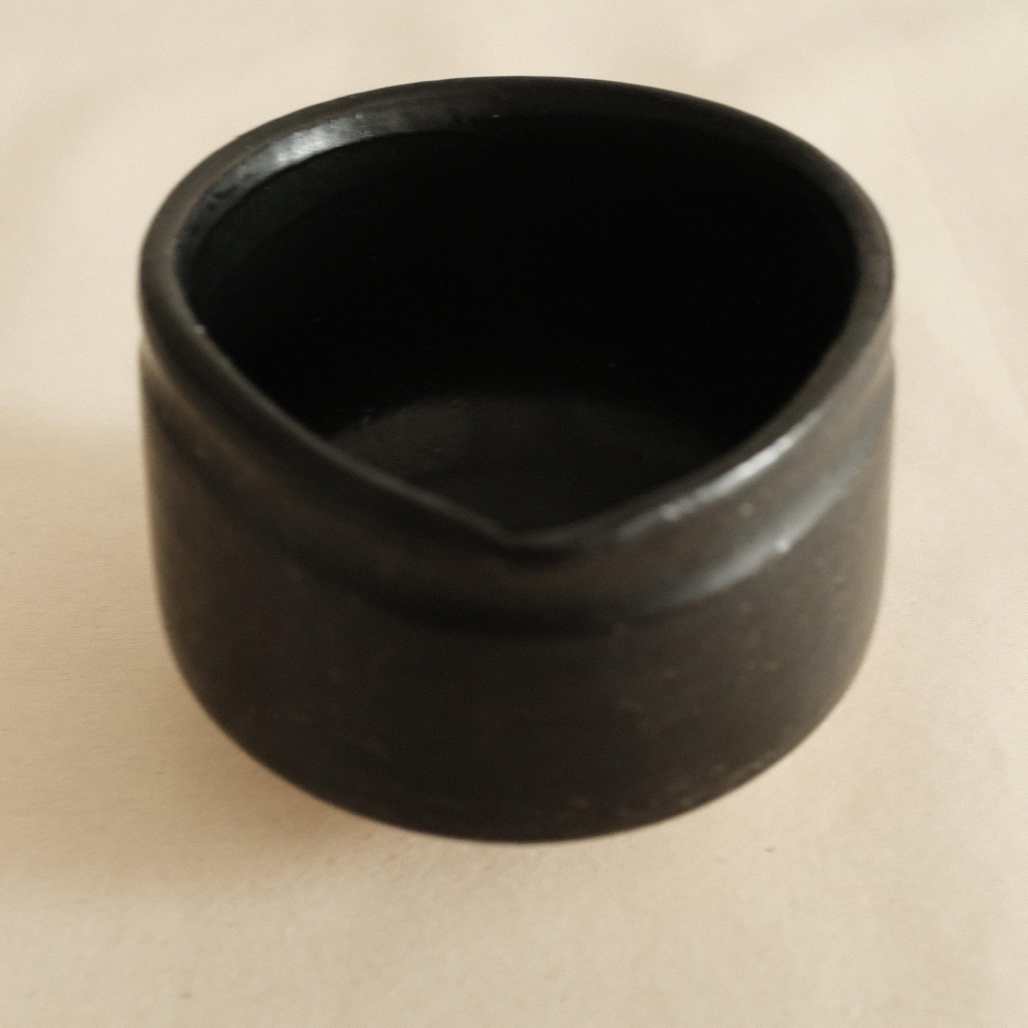Hatsuichi Japan Kuroku Neri Black Katakuchi Chawan Matcha Bowl Minoware