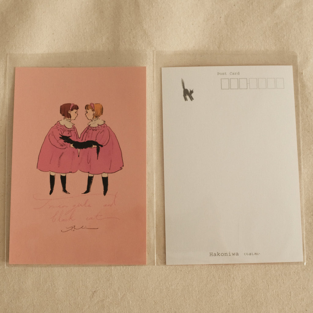 Kurahashi Rei Cat and Twins Postcard
