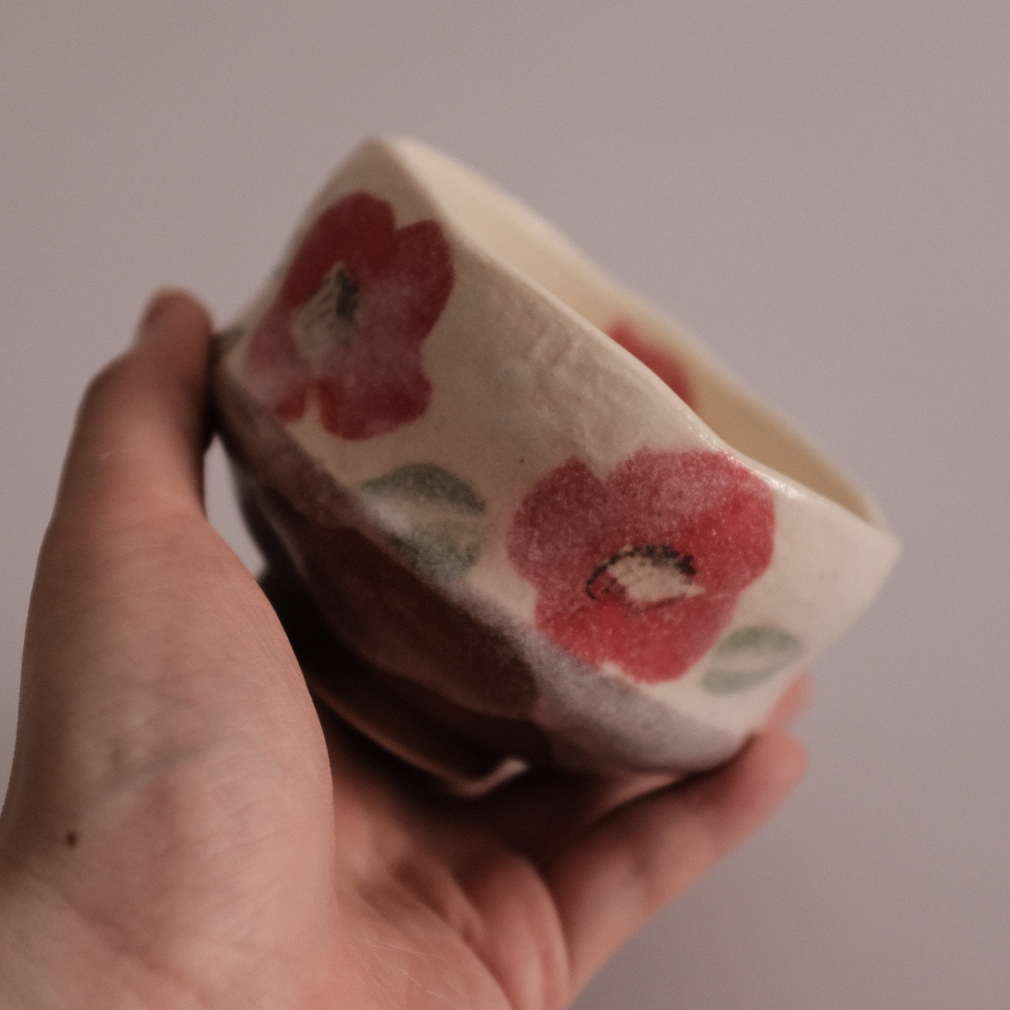 Hatsuichi Japan Camelia Blossom Mini Chawan Matcha Bowl Tea Bowl Minoware