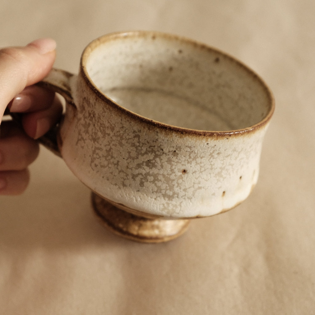 Kazuhito Yamamoto White Milky Glaze Antique Goblet Mug