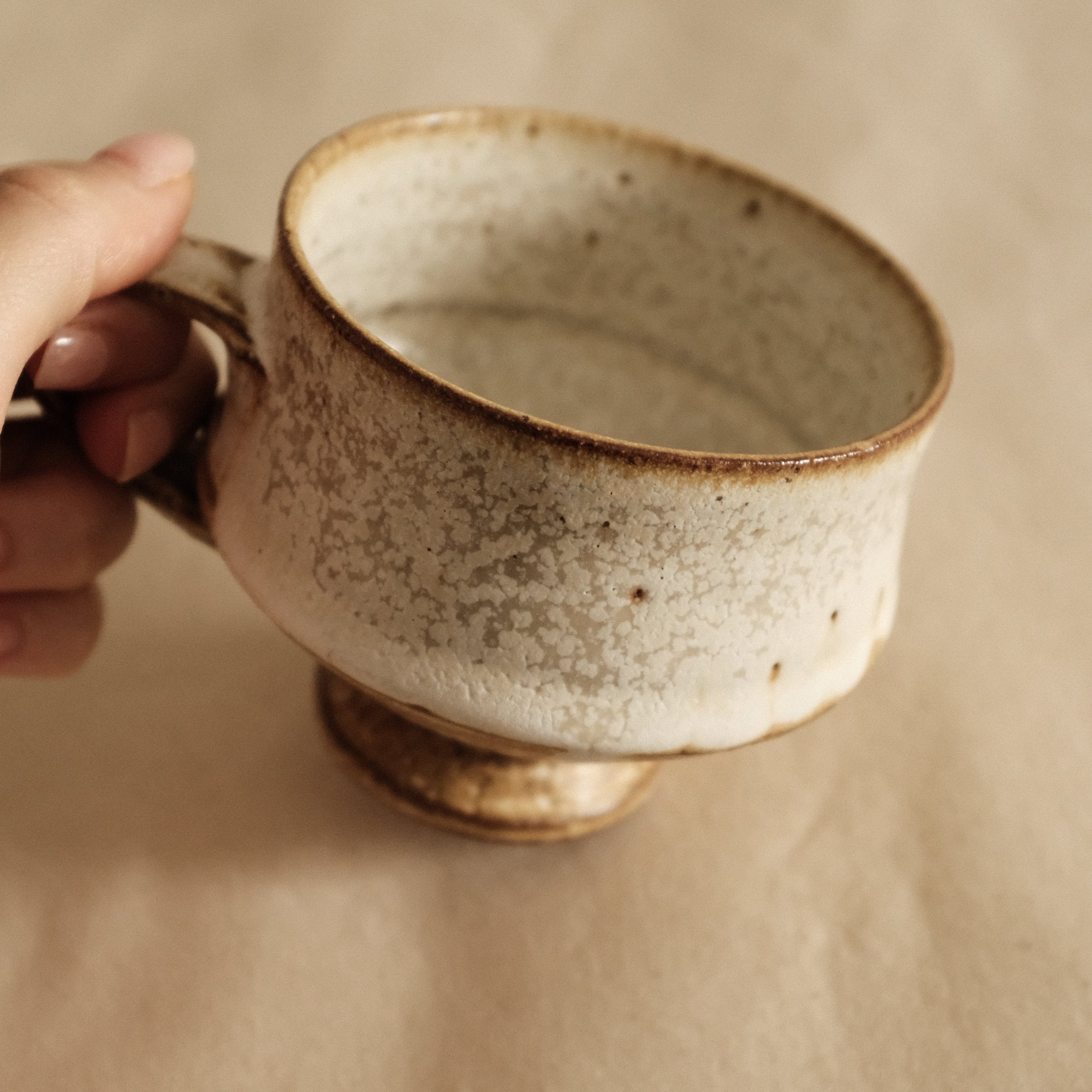 Kazuhito Yamamoto White Milky Glaze Antique Goblet Mug