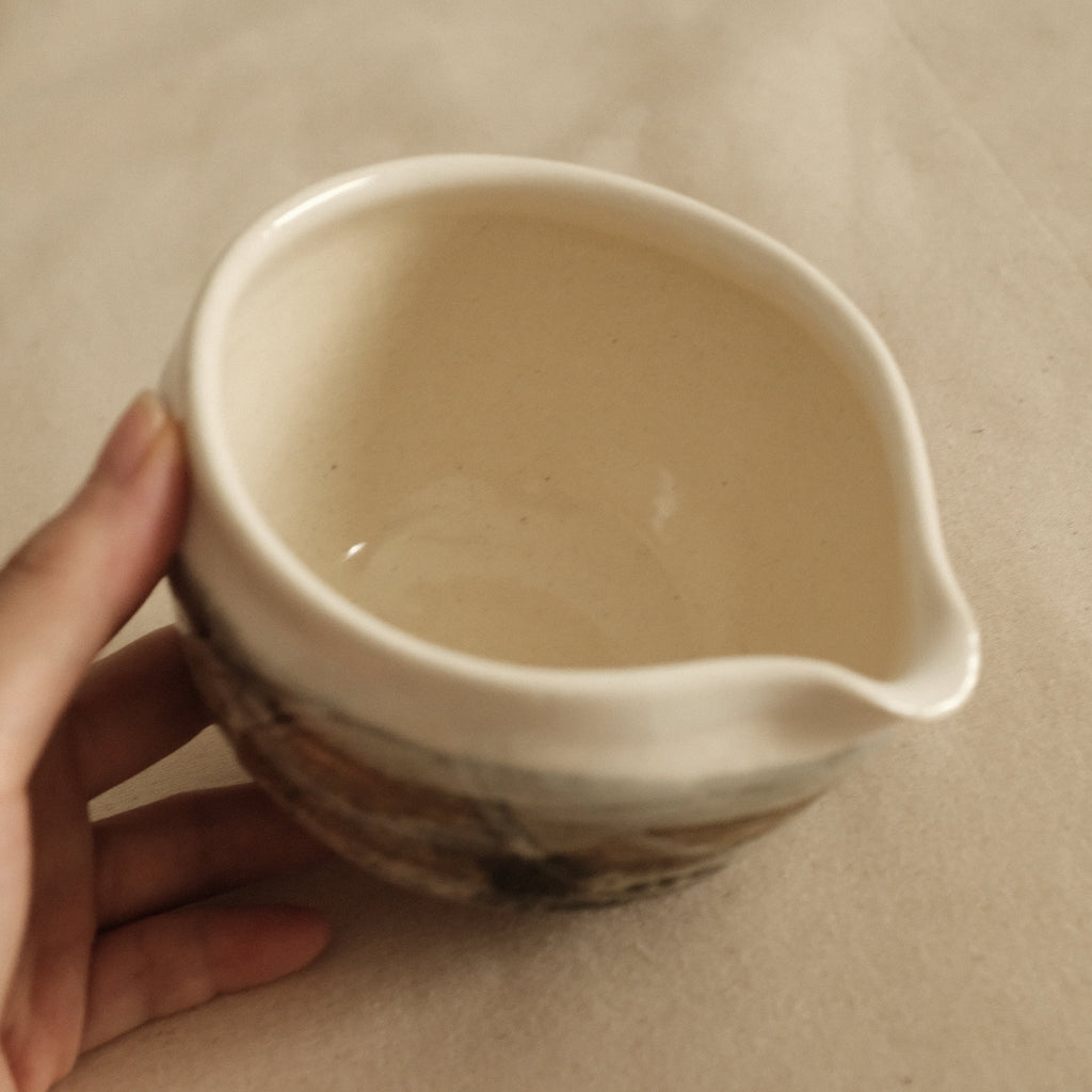 Hatsuichi Japan Shiro White Nagashi Katakuchi Chawan Matcha Bowl Minoware