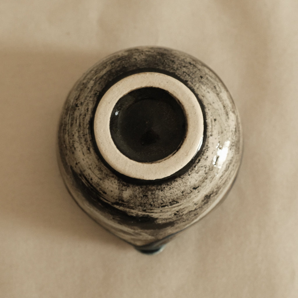 Hatsuichi Japan Ai Nagashi Dark Blue Katakuchi Chawan Matcha Bowl Minoware