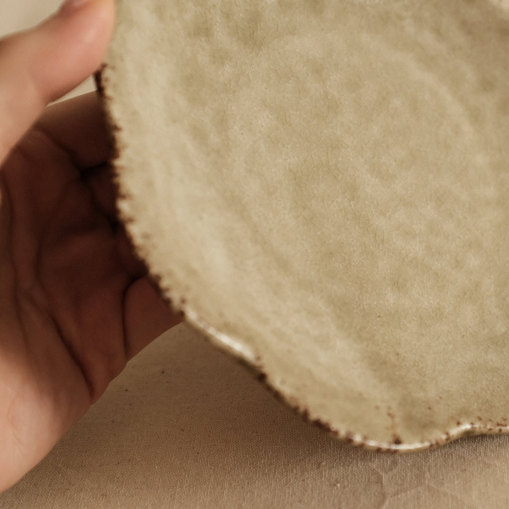 Gozan Kiln Waka Yanagi Willow Hana Flower Shape Flat Plate