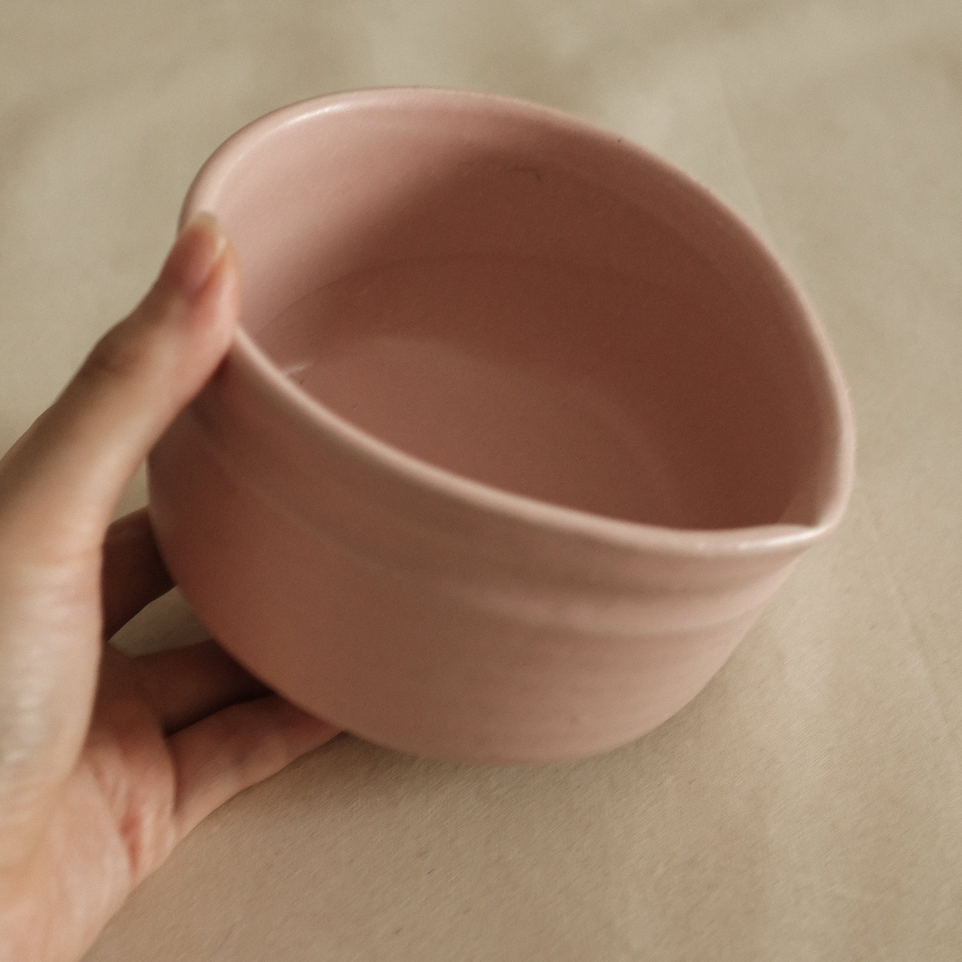 Hatsuichi Japan Momo Neri Pink Katakuchi Chawan Matcha Bowl Large Minoware