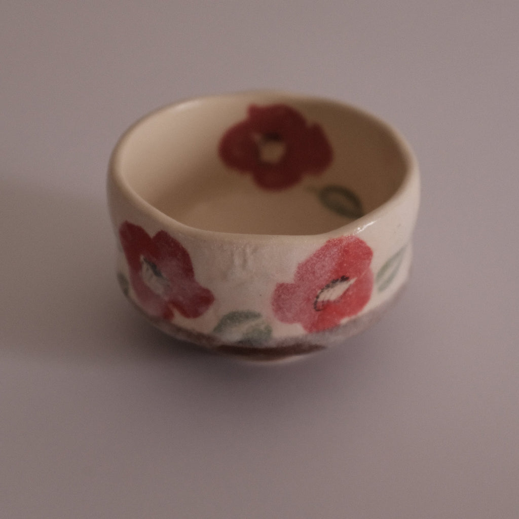 Hatsuichi Japan Camelia Blossom Mini Chawan Matcha Bowl Tea Bowl Minoware