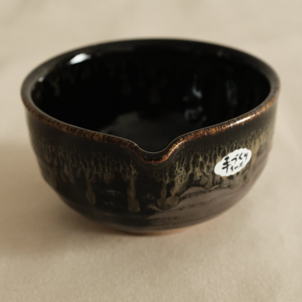 Hana Izumi Kiln Japan Kuro Black Tenmoku Nagashi Katakuchi Chawan Matcha Bowl Aritaware