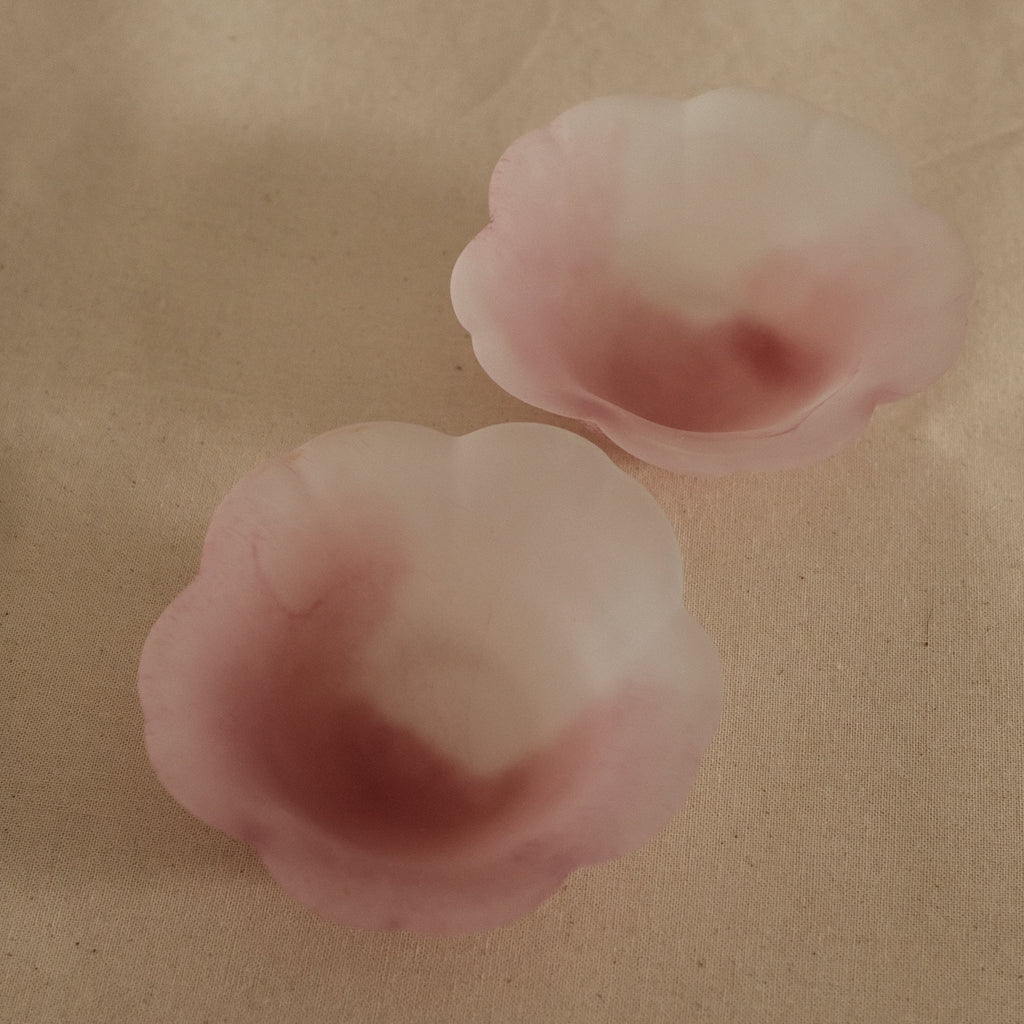 Aika Japan X Iwasawa Glass Honoka Handmade Small Edo Glass Bowl White Pink Cherry Blossom