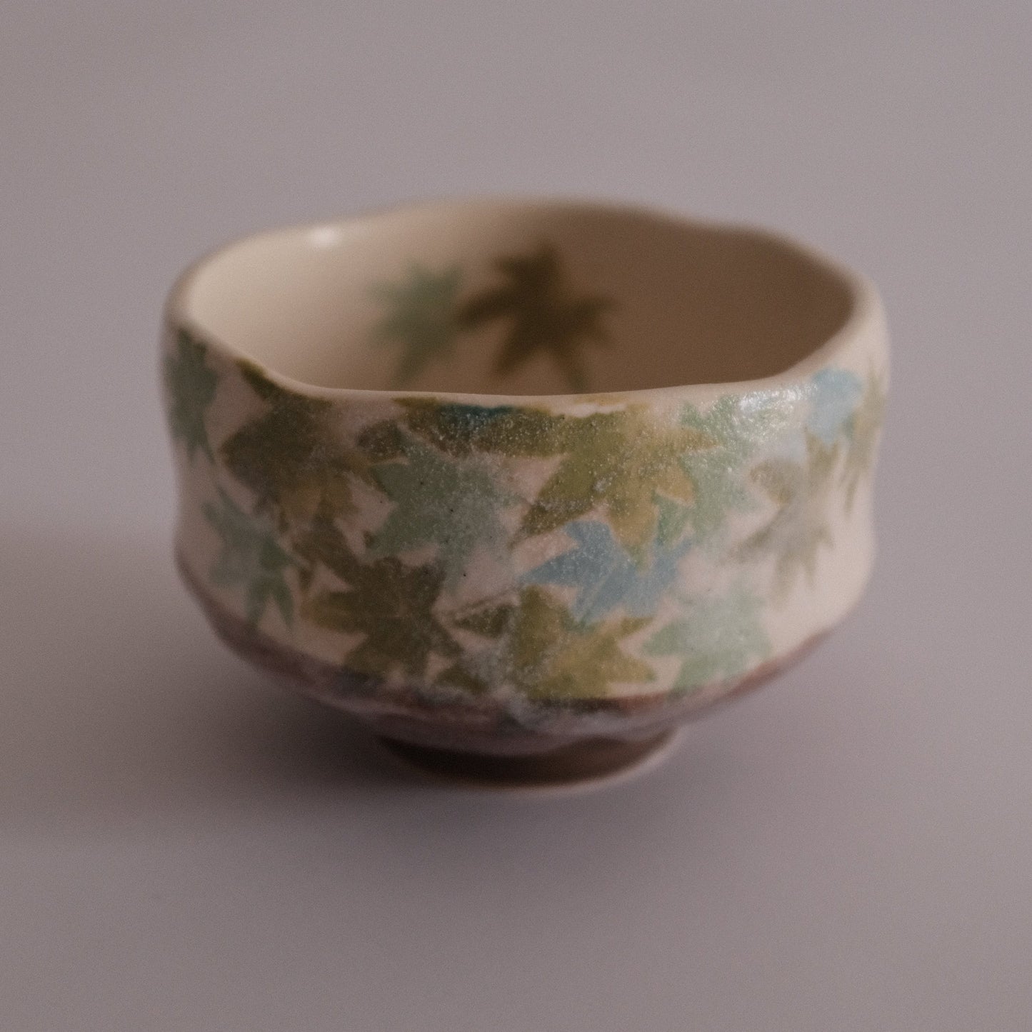 Hatsuichi Japan Green Maple Leaves Mini Chawan Matcha Bowl Tea Bowl Minoware