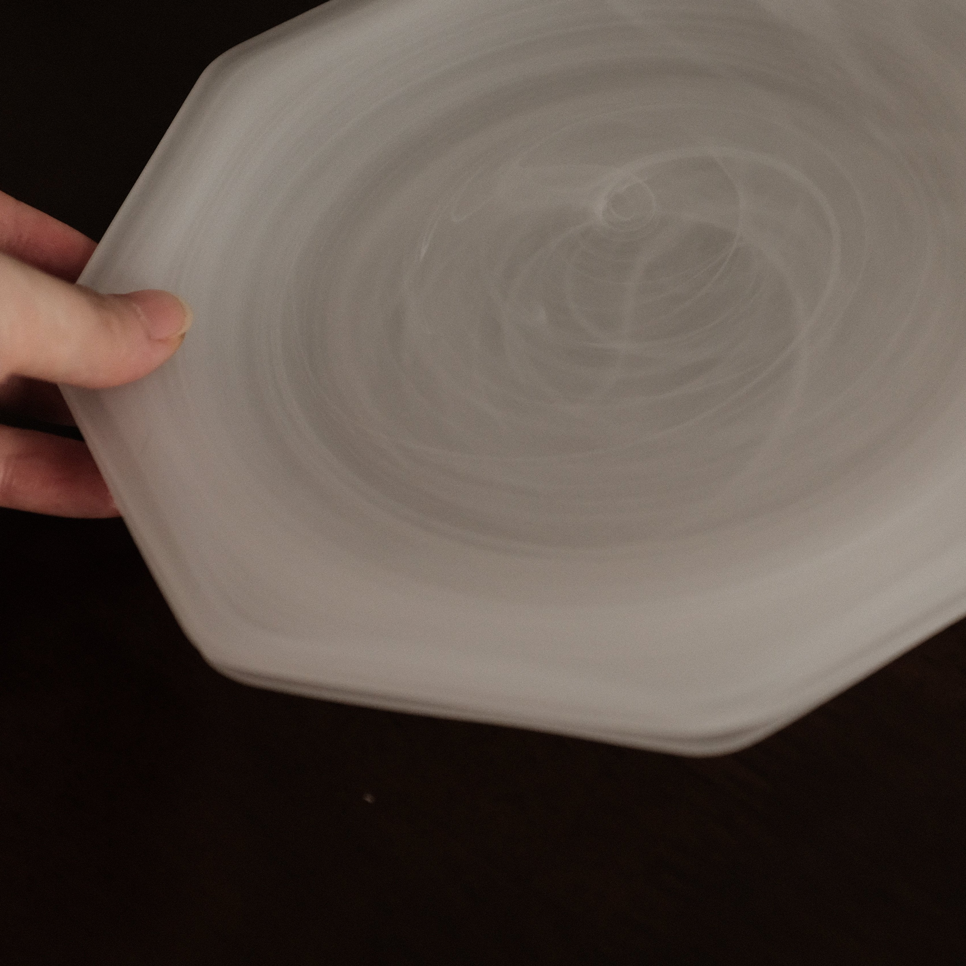 ESME Handmade Hexagon Frosted Glass Cosmic Plate White