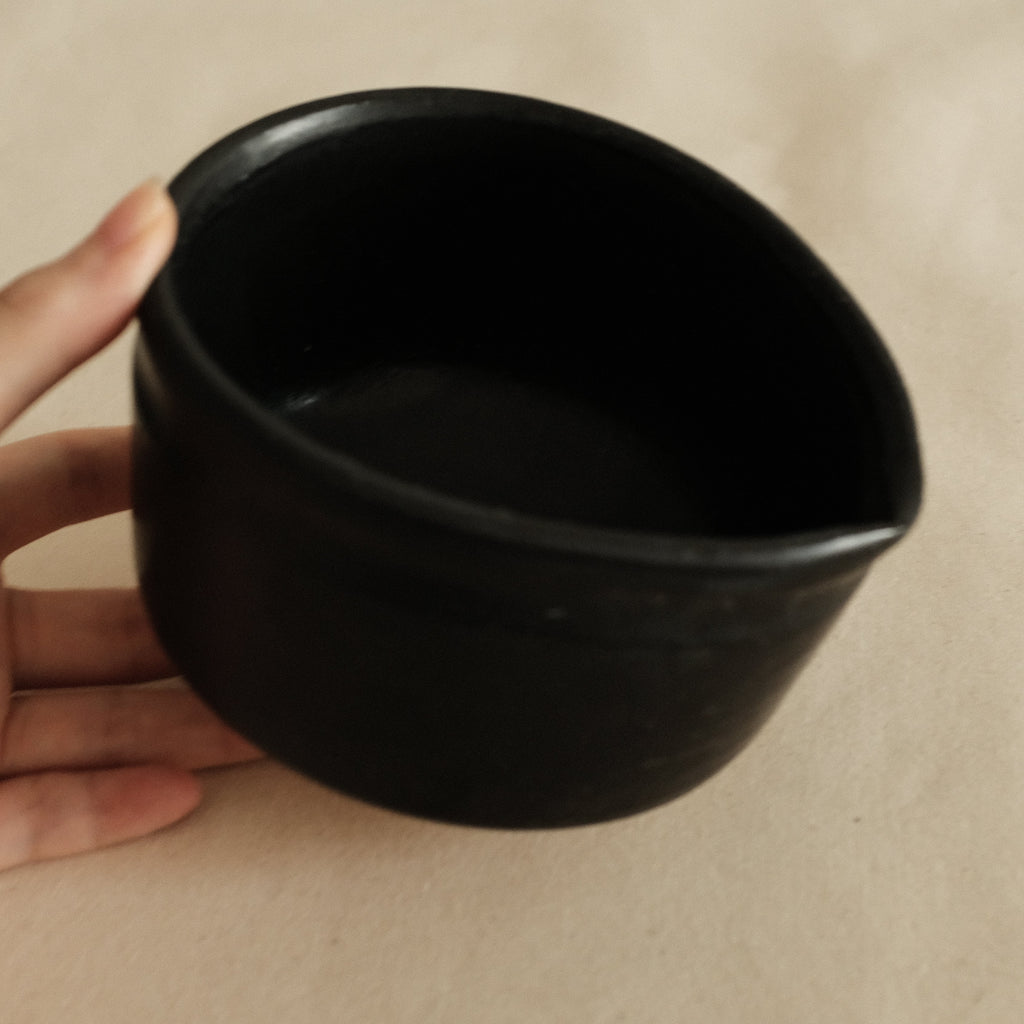 Hatsuichi Japan Kuroku Neri Black Katakuchi Chawan Matcha Bowl Minoware