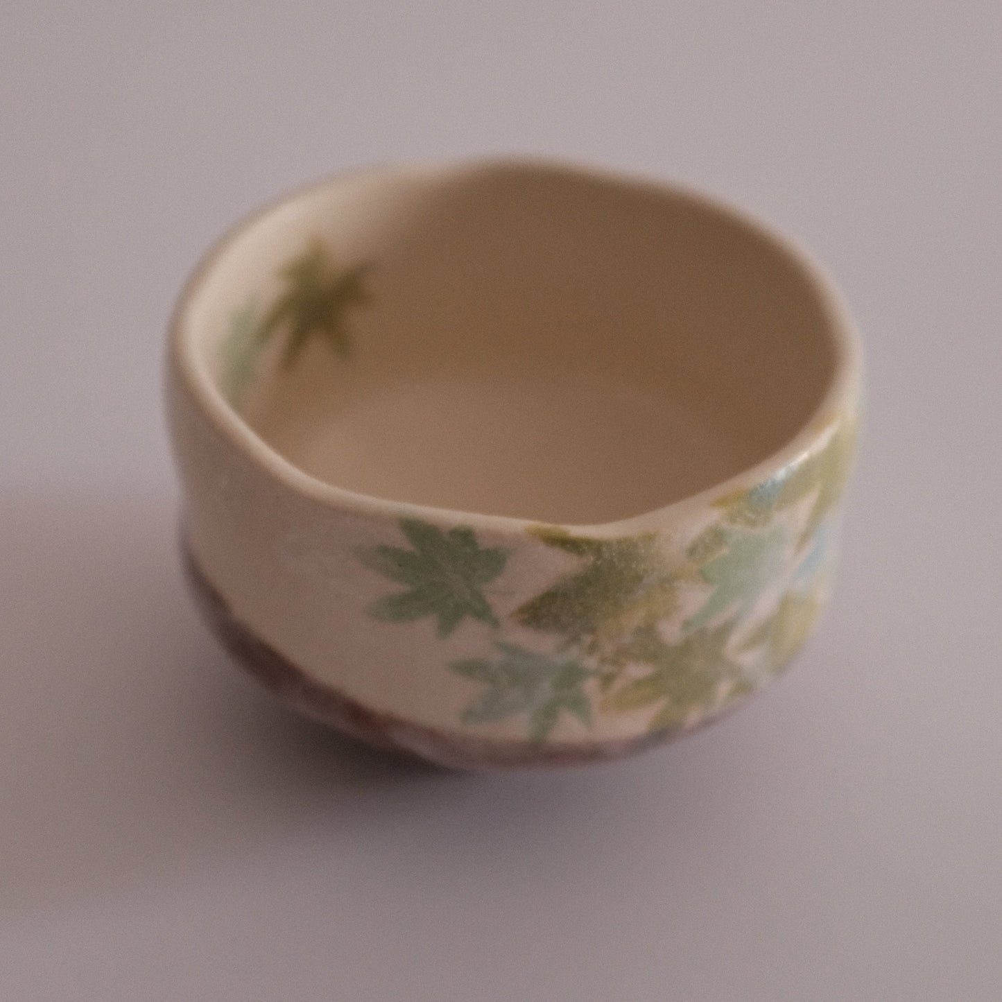 Hatsuichi Japan Green Maple Leaves Mini Chawan Matcha Bowl Tea Bowl Minoware