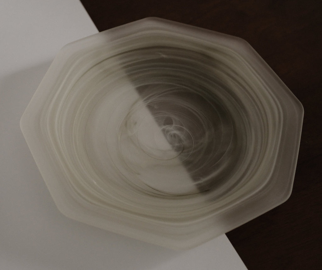 ESME Handmade Hexagon Frosted Glass Cosmic Plate Moss Green