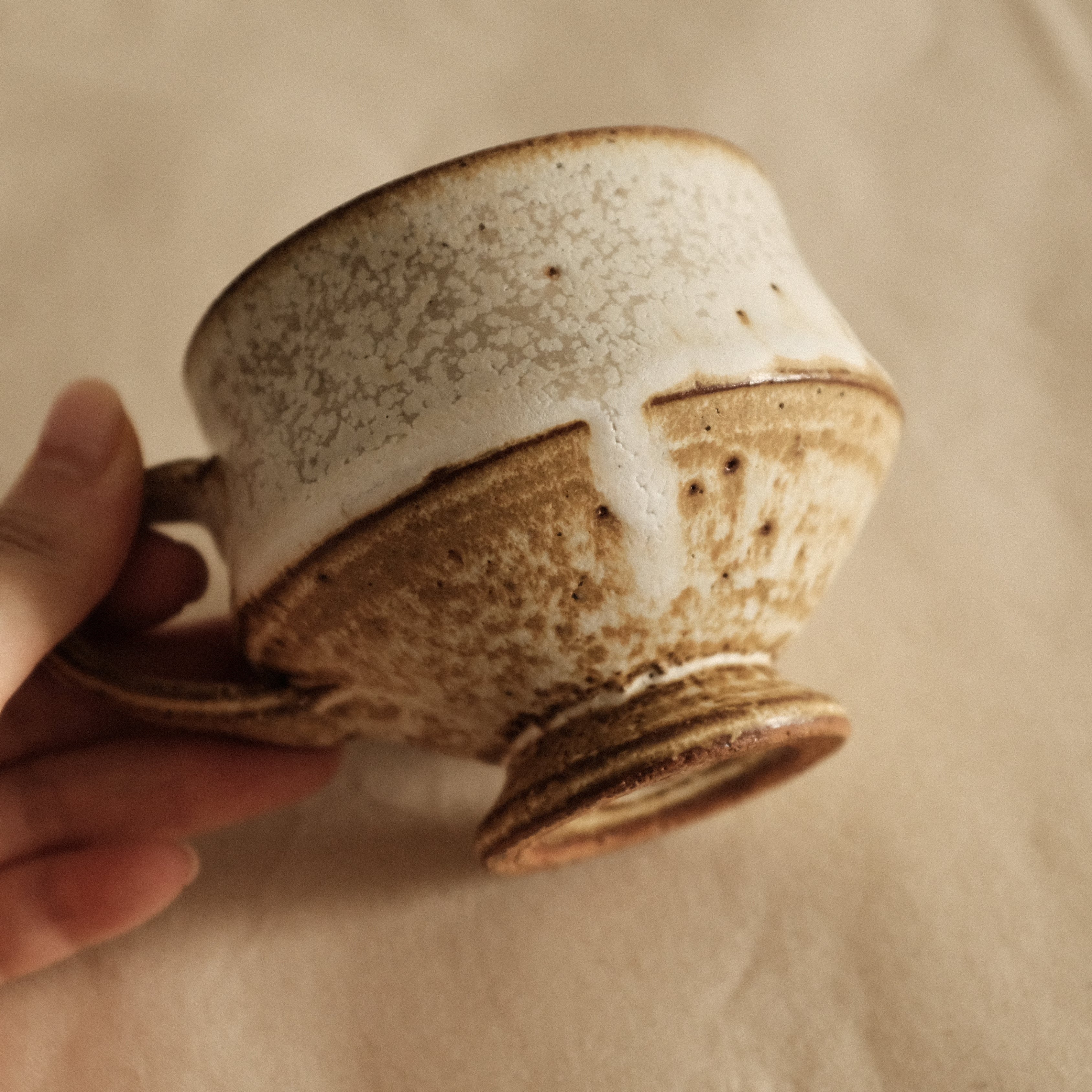 Kazuhito Yamamoto White Milky Glaze Antique Goblet Mug