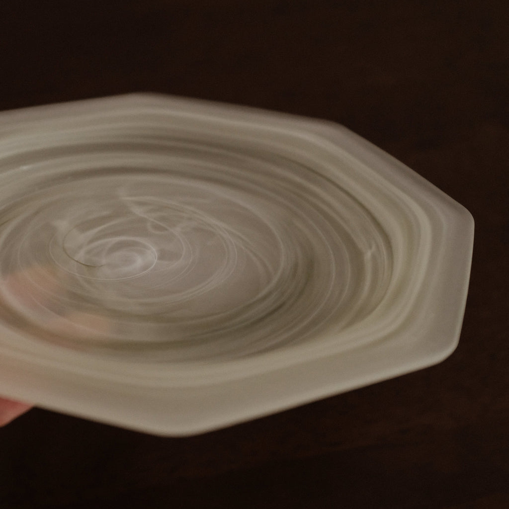 ESME Handmade Hexagon Frosted Glass Cosmic Plate Moss Green