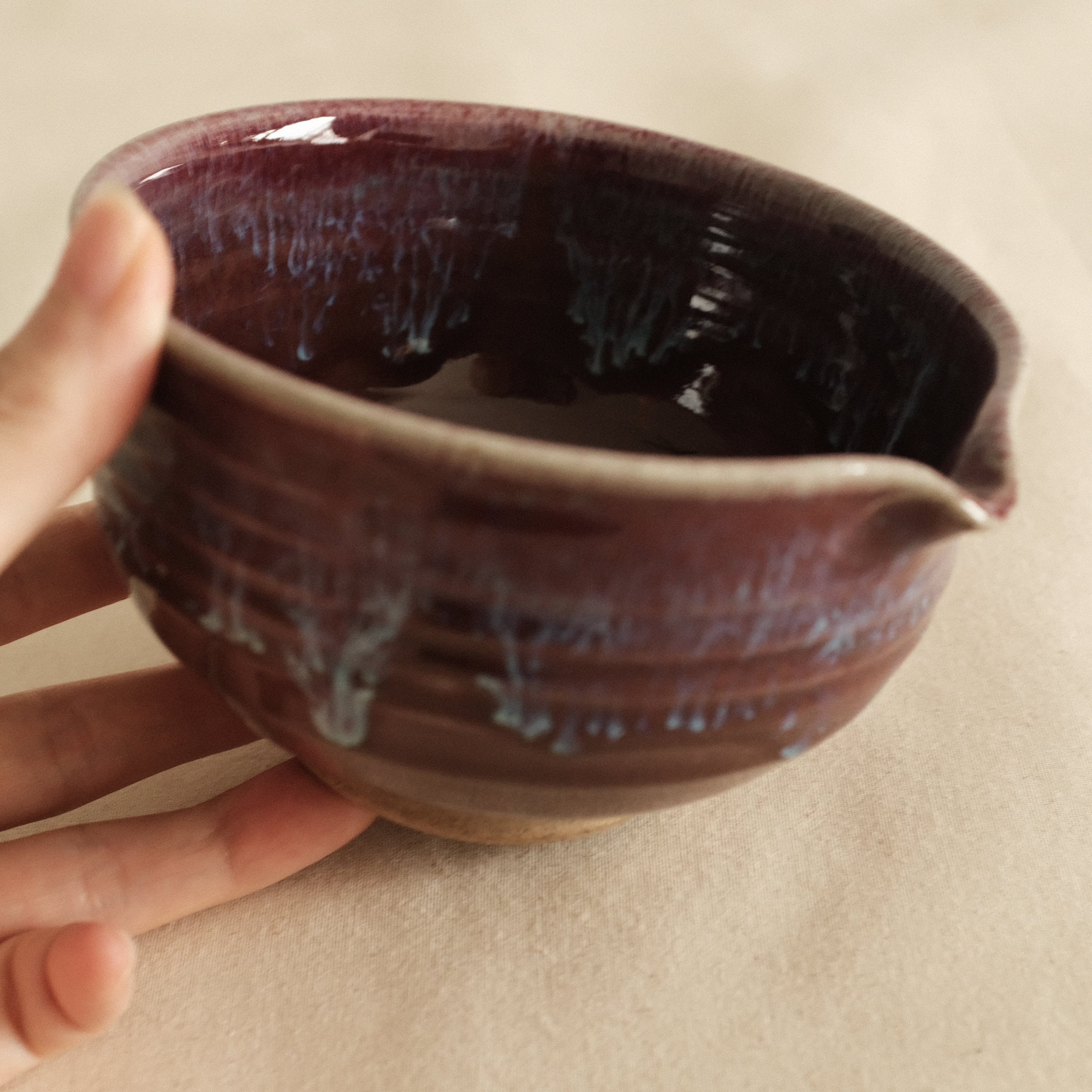 Hana Izumi Kiln Japan Shinsha No Nagare Cinnabar Flow Katakuchi Chawan Matcha Bowl Aritaware