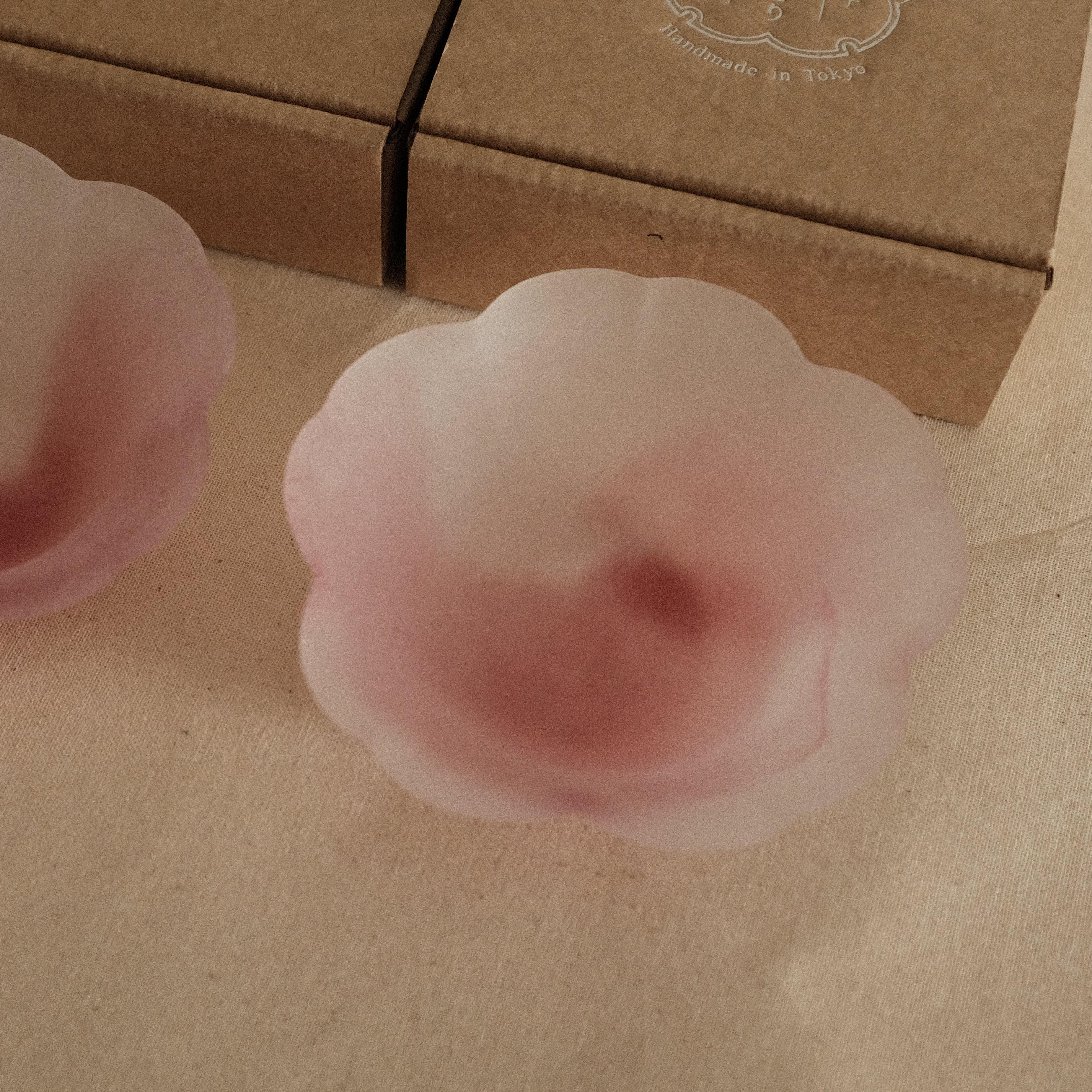 Aika Japan X Iwasawa Glass Honoka Handmade Small Edo Glass Bowl White Pink Cherry Blossom