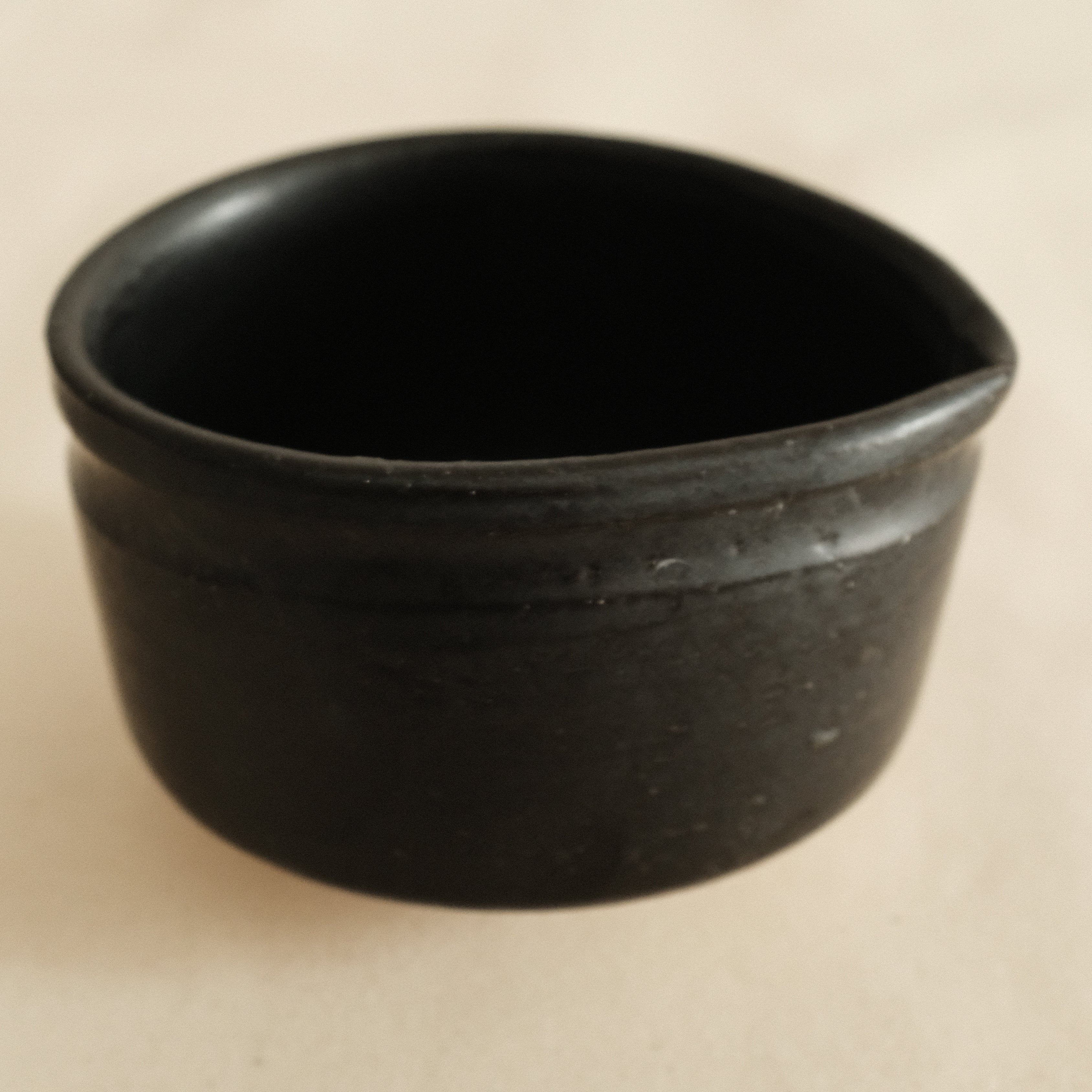 Hatsuichi Japan Kuroku Neri Black Katakuchi Chawan Matcha Bowl Minoware
