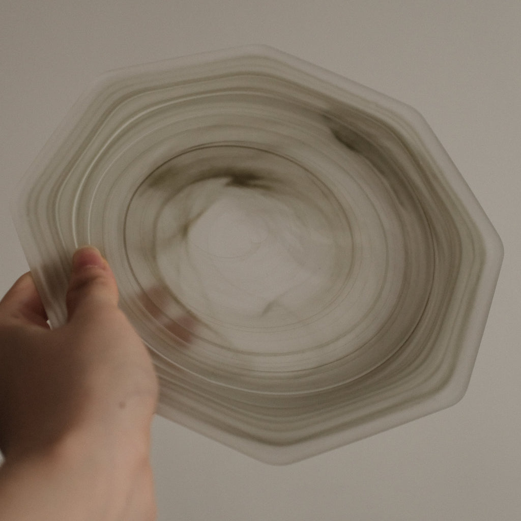 ESME Handmade Hexagon Frosted Glass Cosmic Plate Moss Green