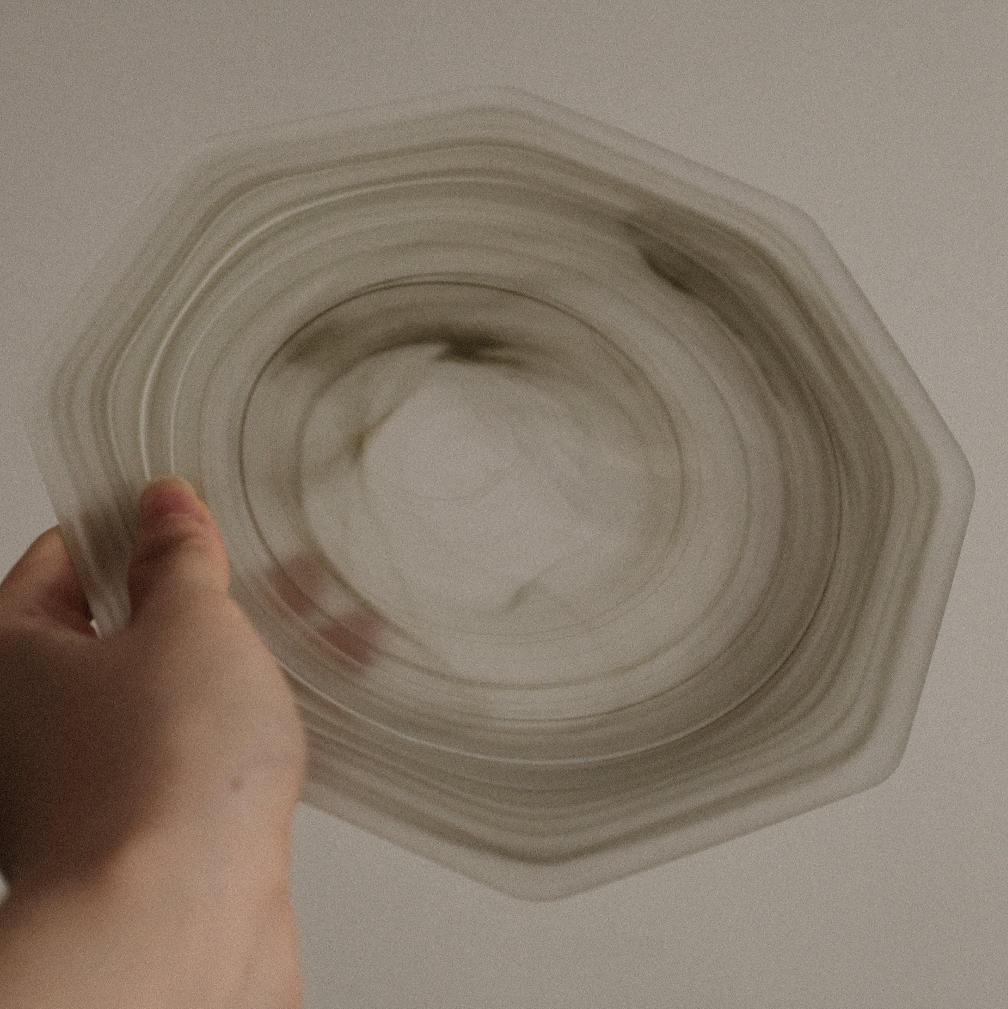 ESME Handmade Hexagon Frosted Glass Cosmic Plate Moss Green